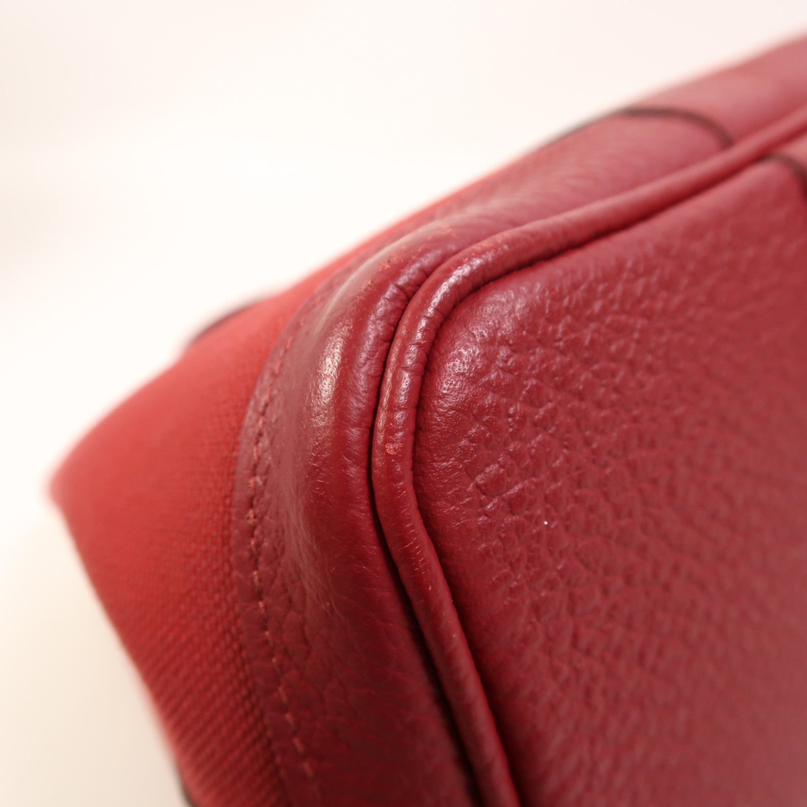 HERMES 帆布Garden Party TPM銀扣手挽袋Rouge Casaque