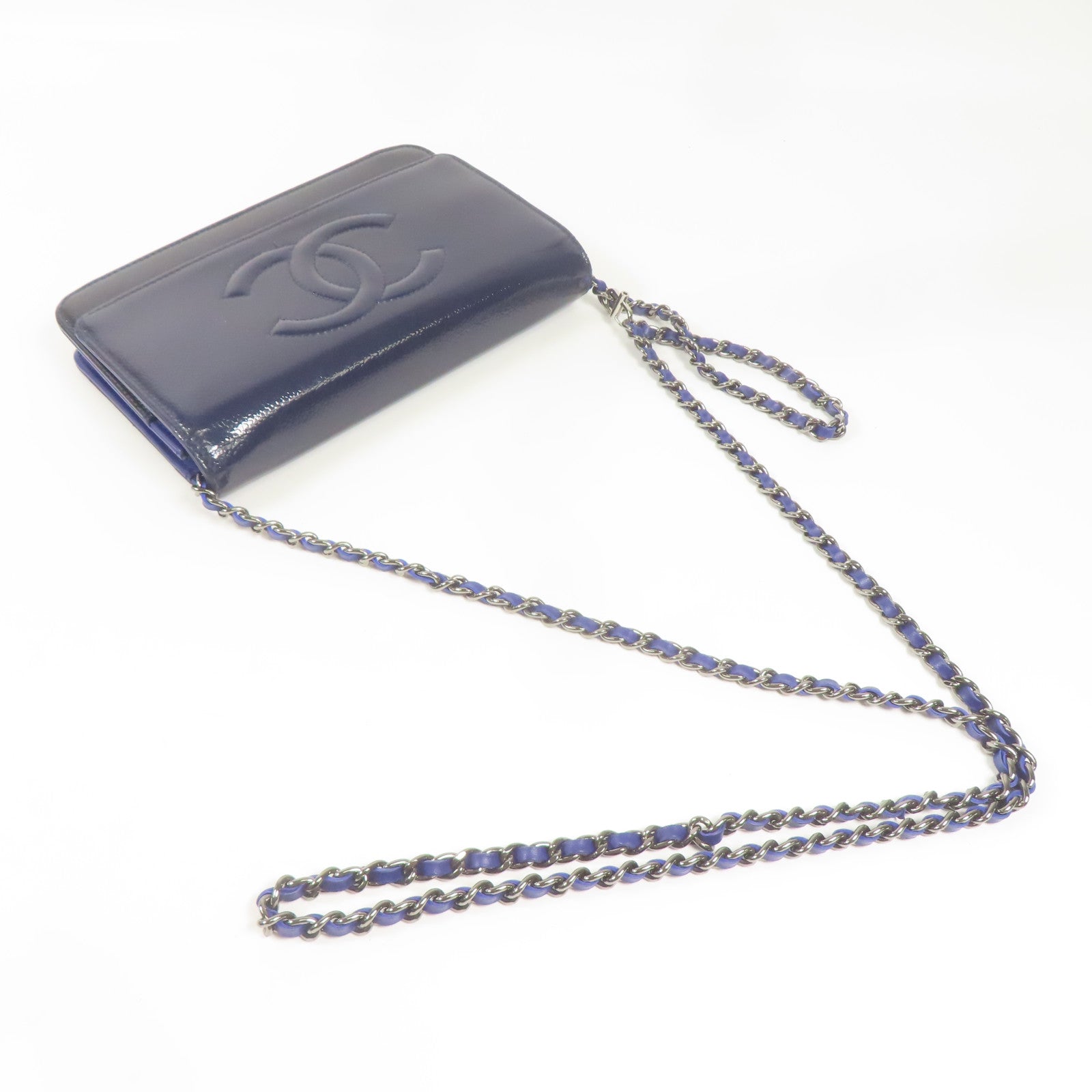 CHANEL 皮革WOC Wallet On Chain銀扣鏈帶肩背袋