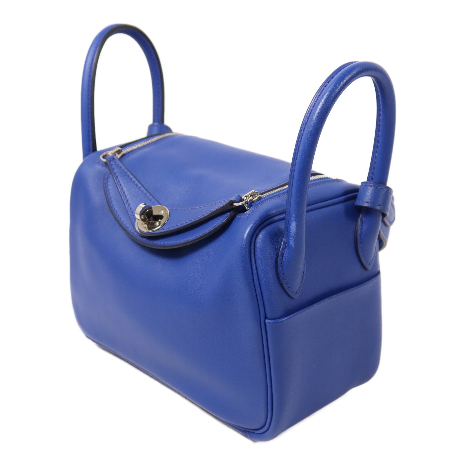 HERMES Swift皮革Mini Lindy手挽肩背兩用袋Bleu Royal/Menthe