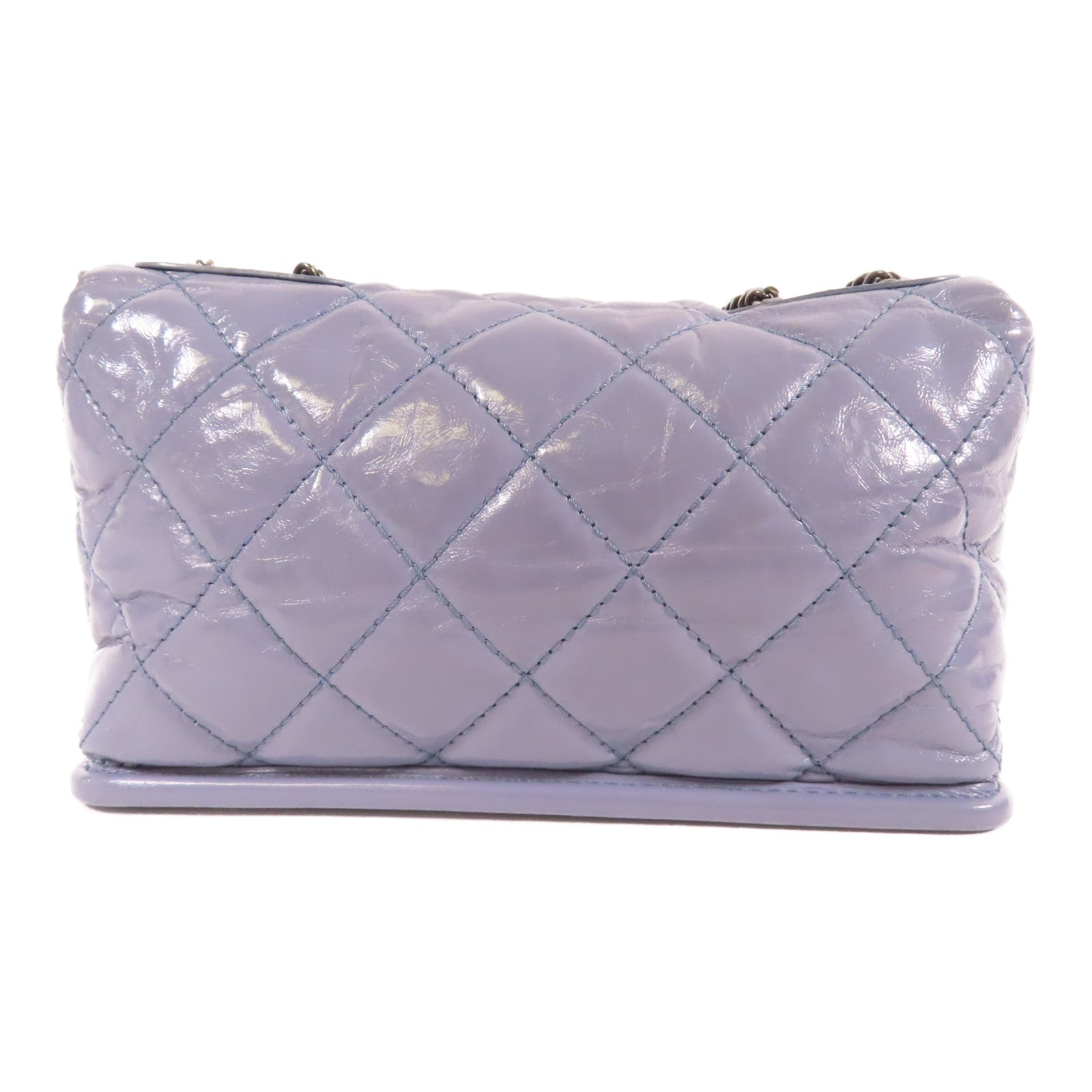 CHANEL 【激減優惠】菱格皮革Chain Shoulder銀扣鏈帶肩背袋灰色