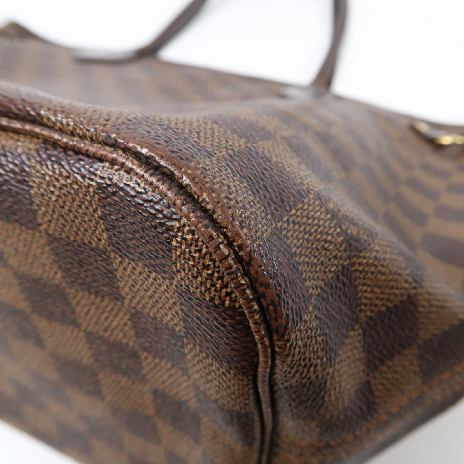 LOUIS VUITTON 【激減優惠】Damier Ebene Neverfull MM金扣手挽袋啡色