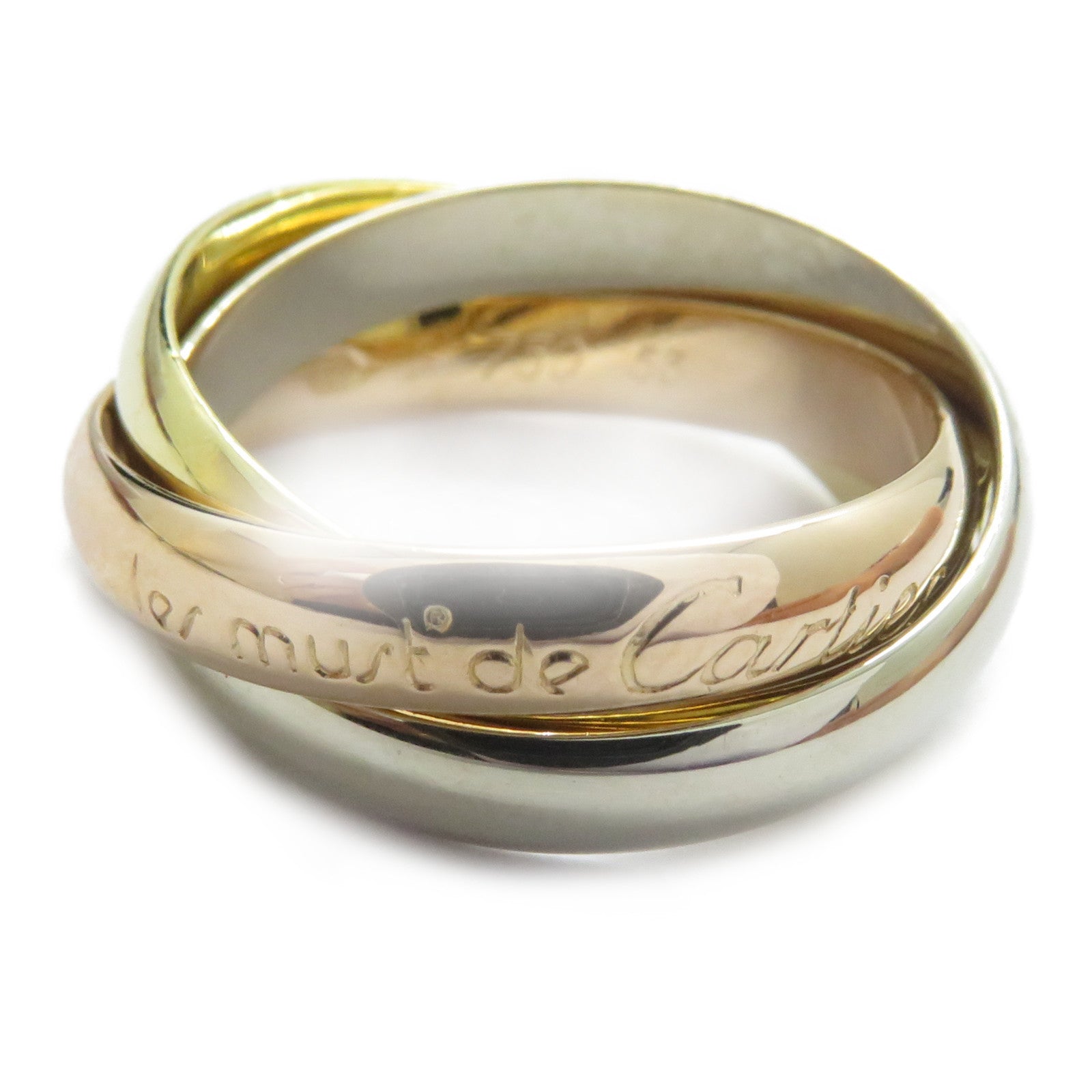 CARTIER 18K黃金/白金/玫瑰金Trinity戒指Cartier#53/US#6.25