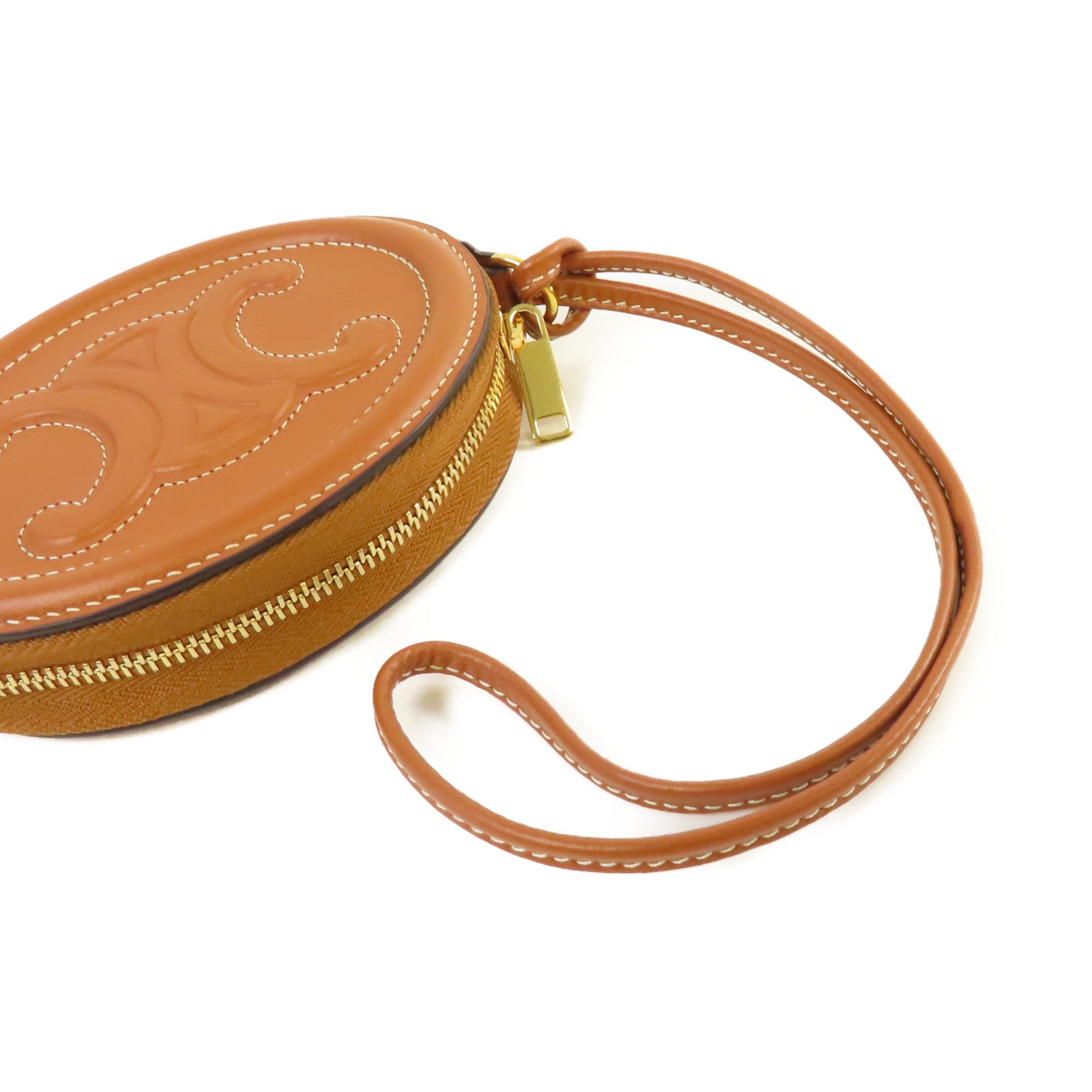 CELINE **【激減優惠】牛皮皮革Coin pouch金扣手拿包啡色