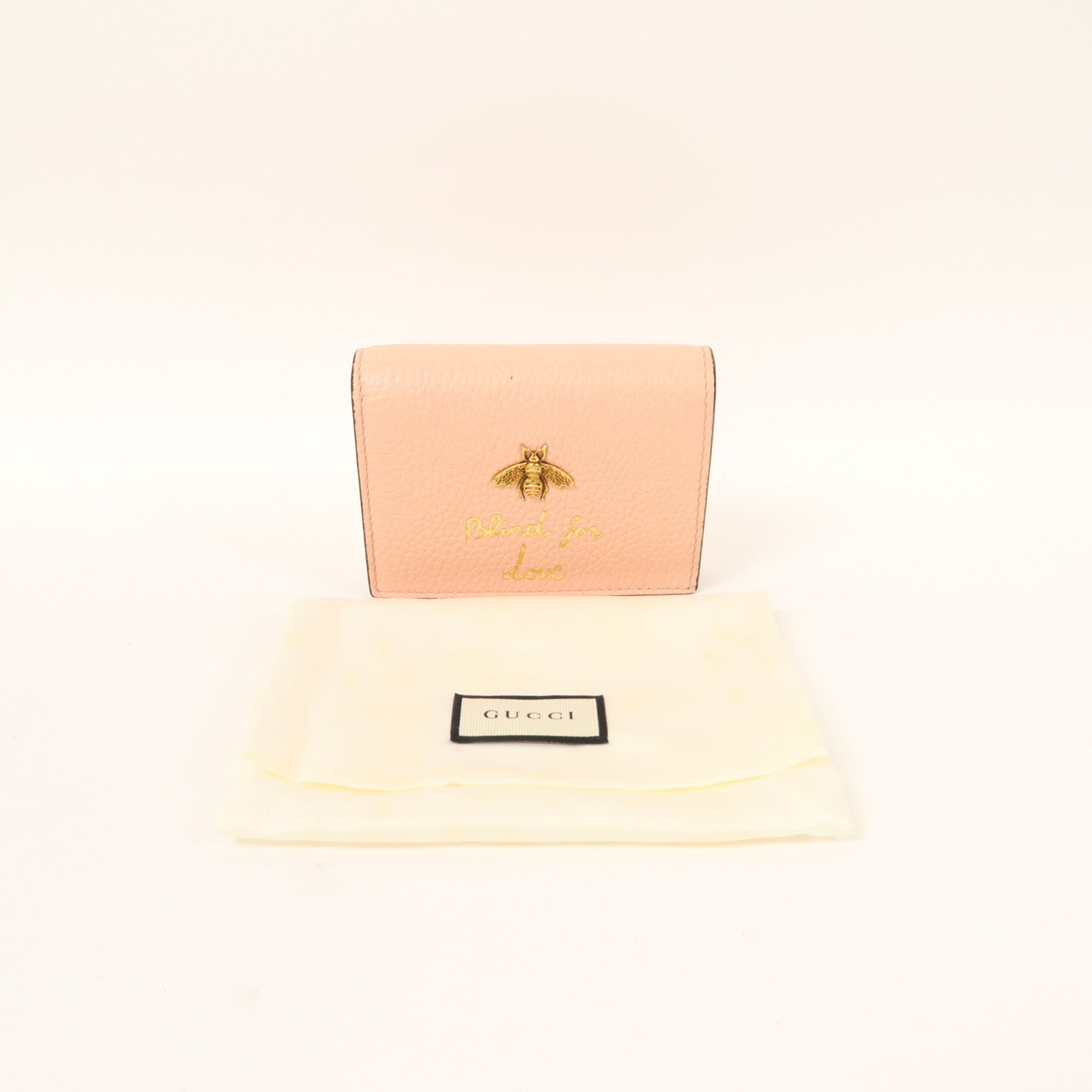GUCCI 牛皮皮革Animalier Bee Wallet錢包粉紅色