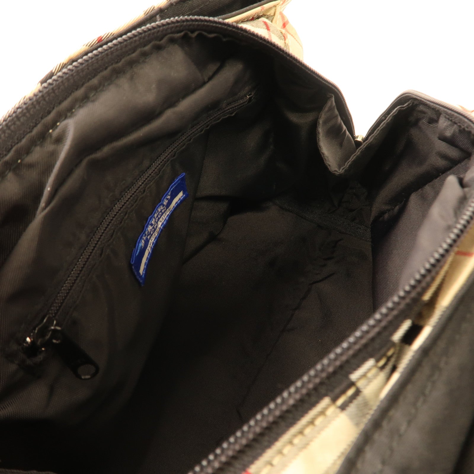 BURBERRY BLUE LABEL 尼龍/牛皮皮革Handbag銀扣手挽袋啡色