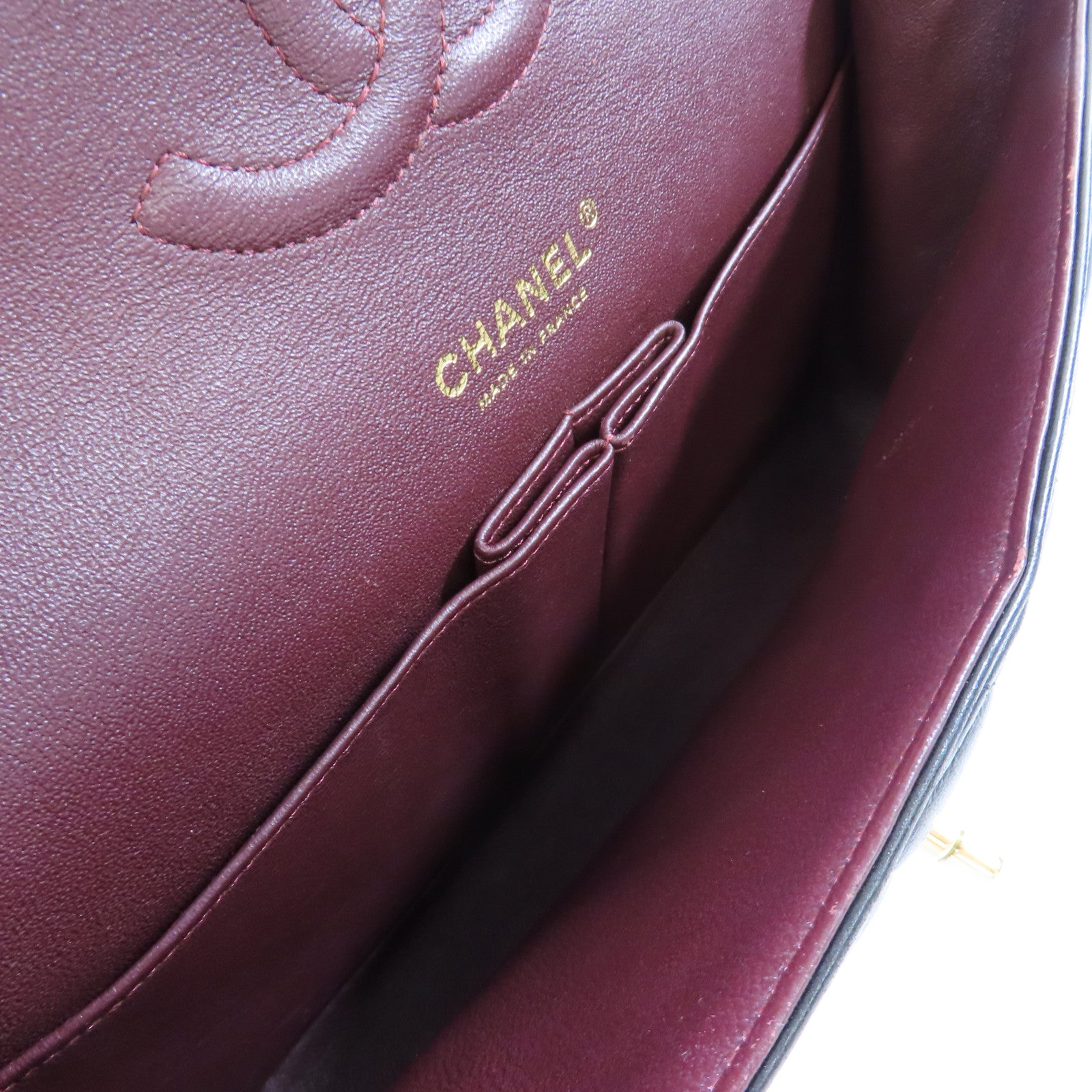 CHANEL 菱格羊皮皮革Classic 25 Chain Shoulder Bag金扣鏈帶肩背袋黑色