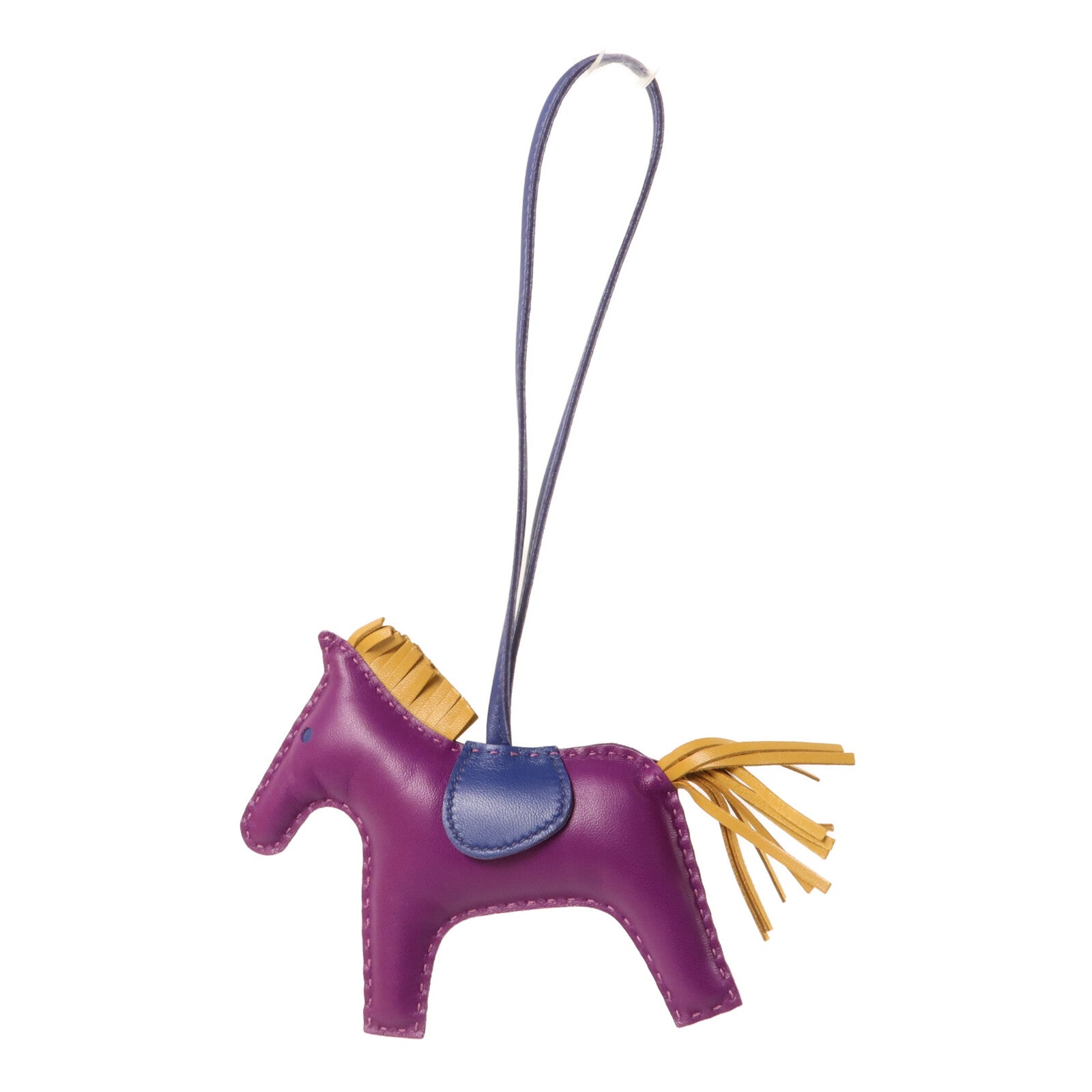 HERMES Milo皮革Rodeo MM掛飾Violet/Sesame/Bleu Saphir
