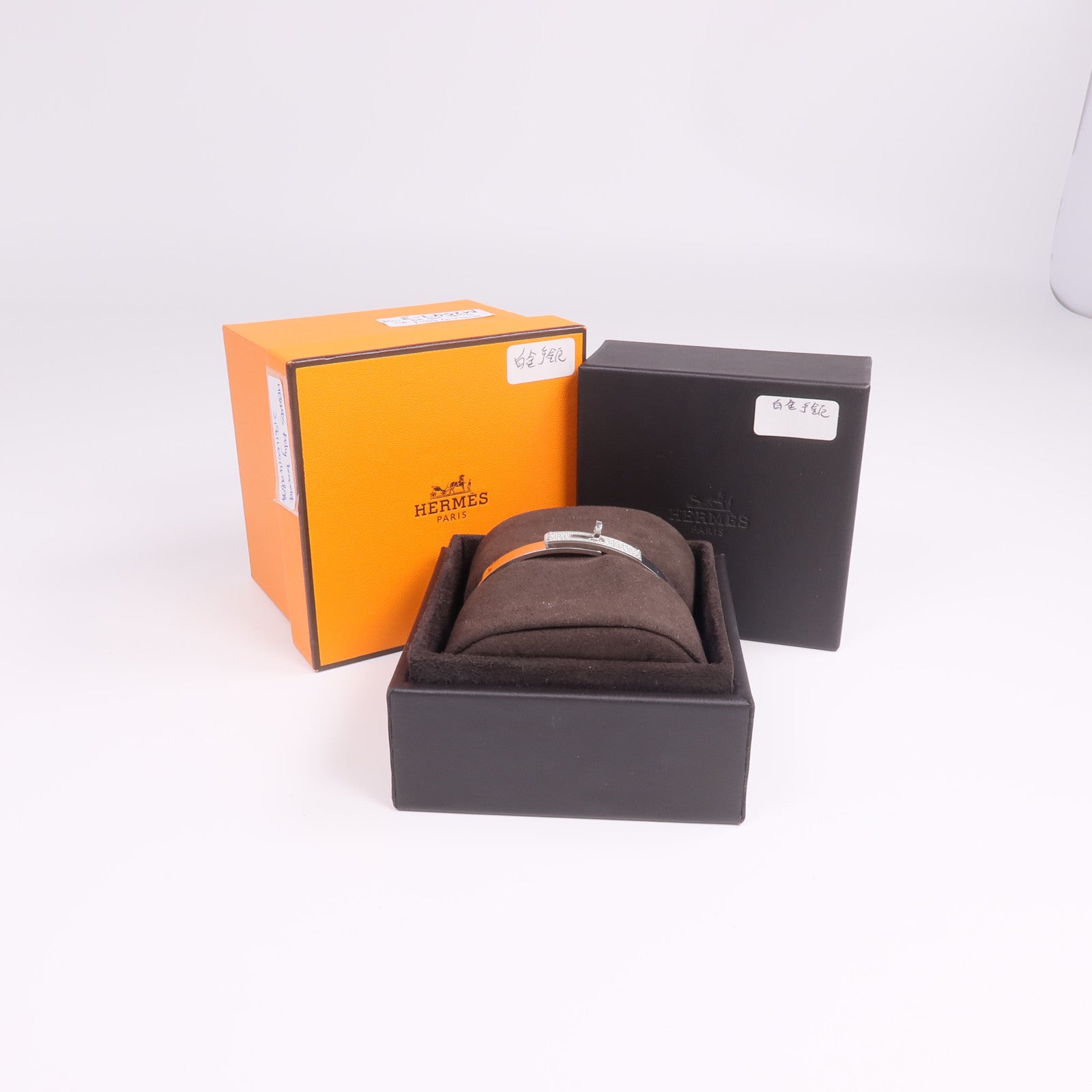 HERMES 18K白金Kelly Bracelet Small Model鑽石手鐲