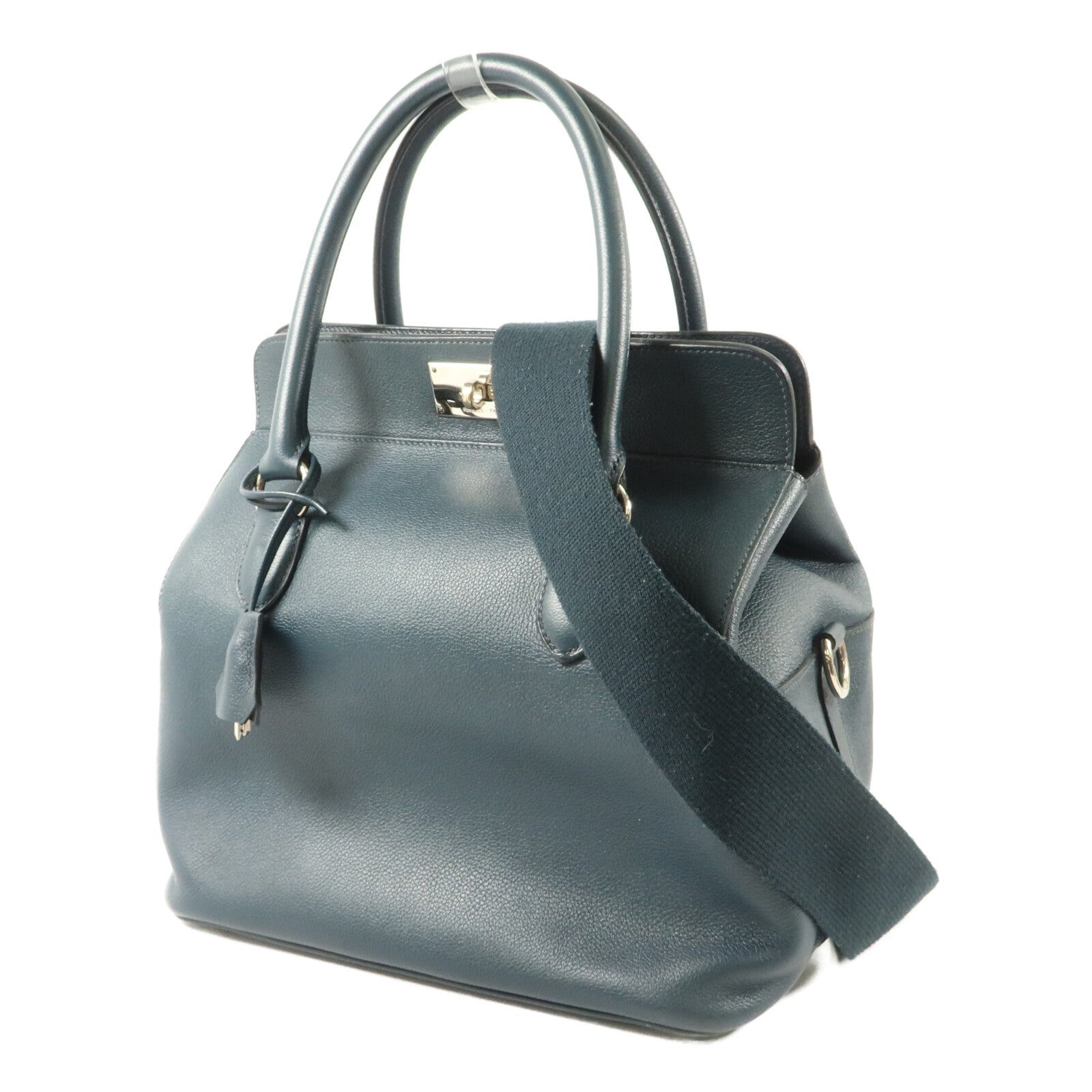 HERMES Evercolor皮革Toolbox 26手挽肩背兩用袋Bleu Ocean