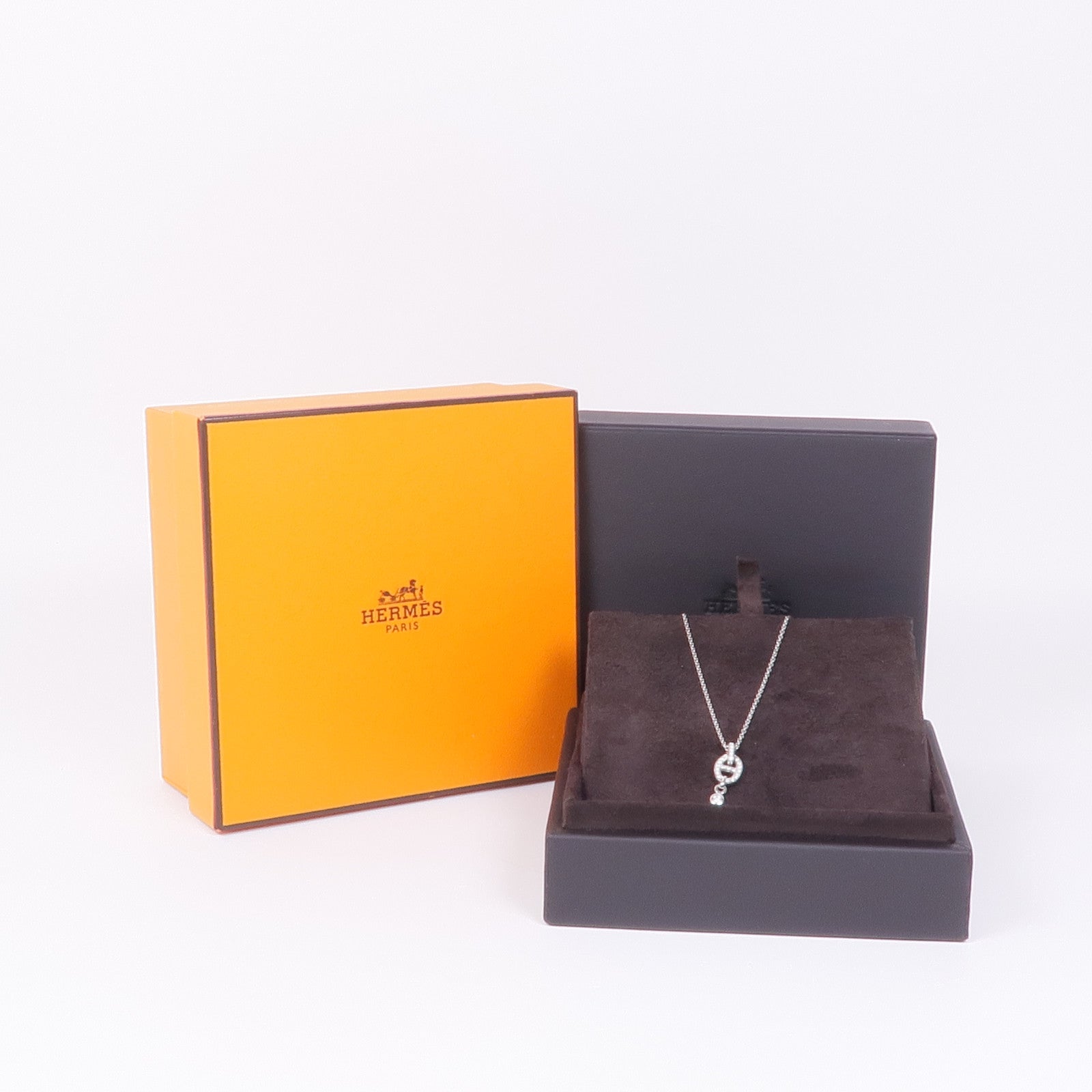 HERMES 18K白金Chaine d'ancre Enchainee鑽石項鍊