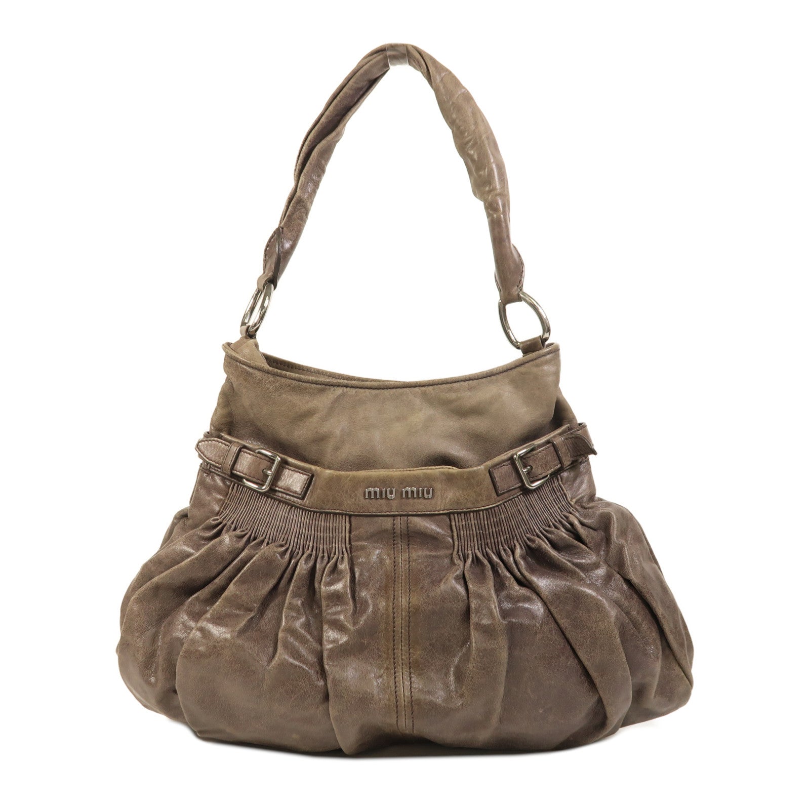 Miu Miu 牛皮皮革Shoulder Bag銀扣肩背袋