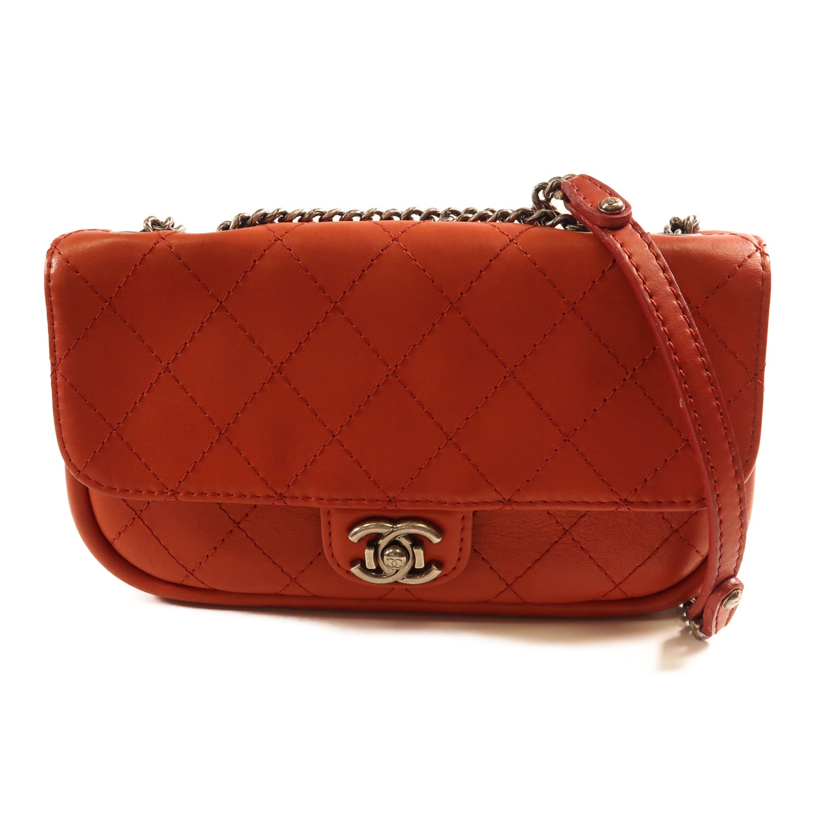 CHANEL 【激減優惠】牛皮皮革Chain Shoulder銀扣鏈帶肩背袋