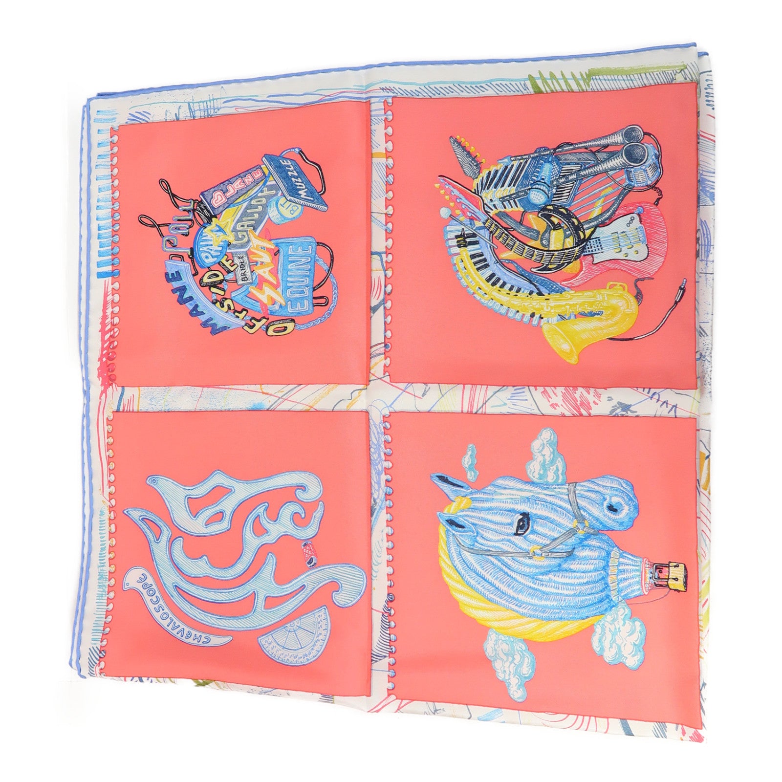 HERMES 絲質Scarf圍巾彩色