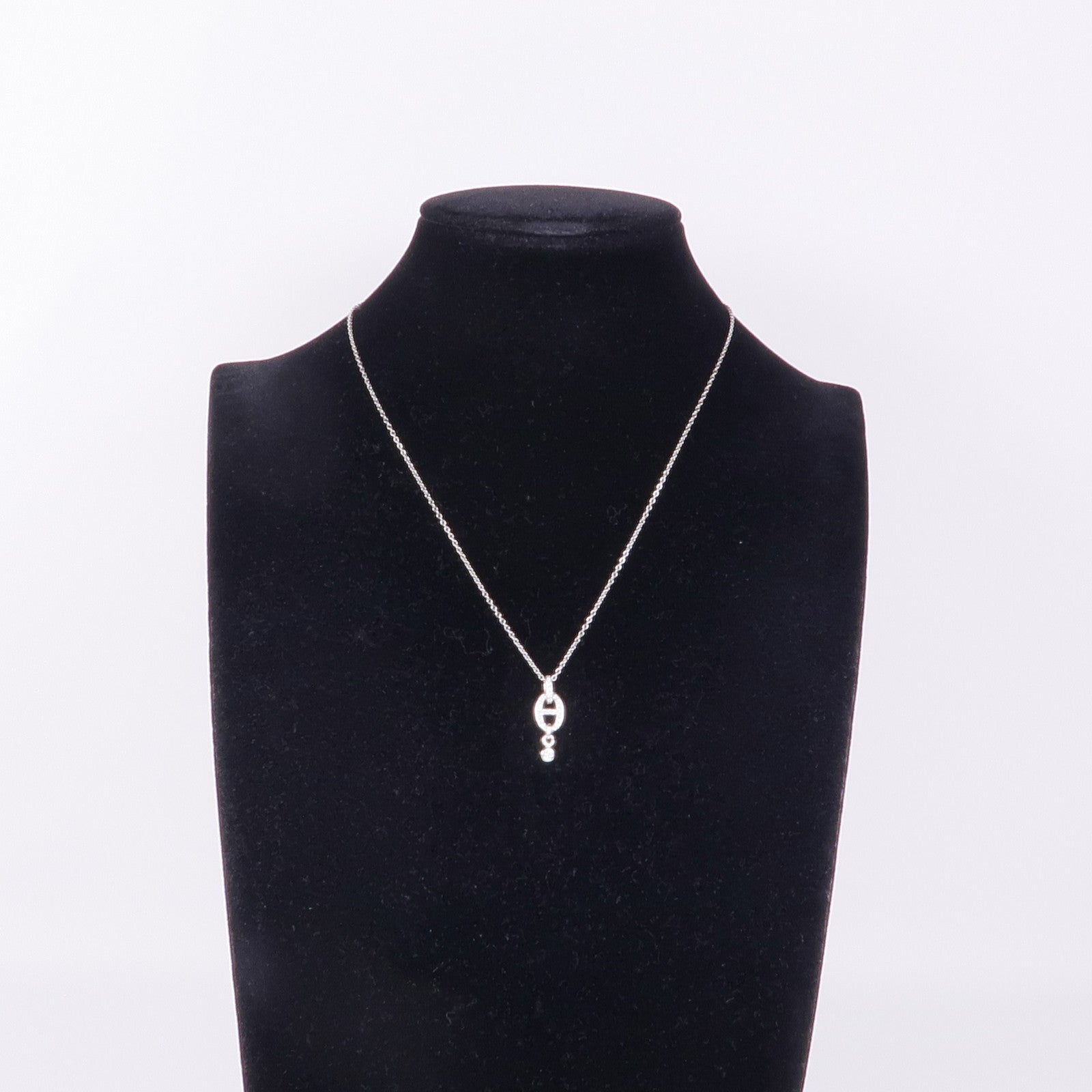 HERMES 18K白金Chaine d'ancre Enchainee鑽石項鍊