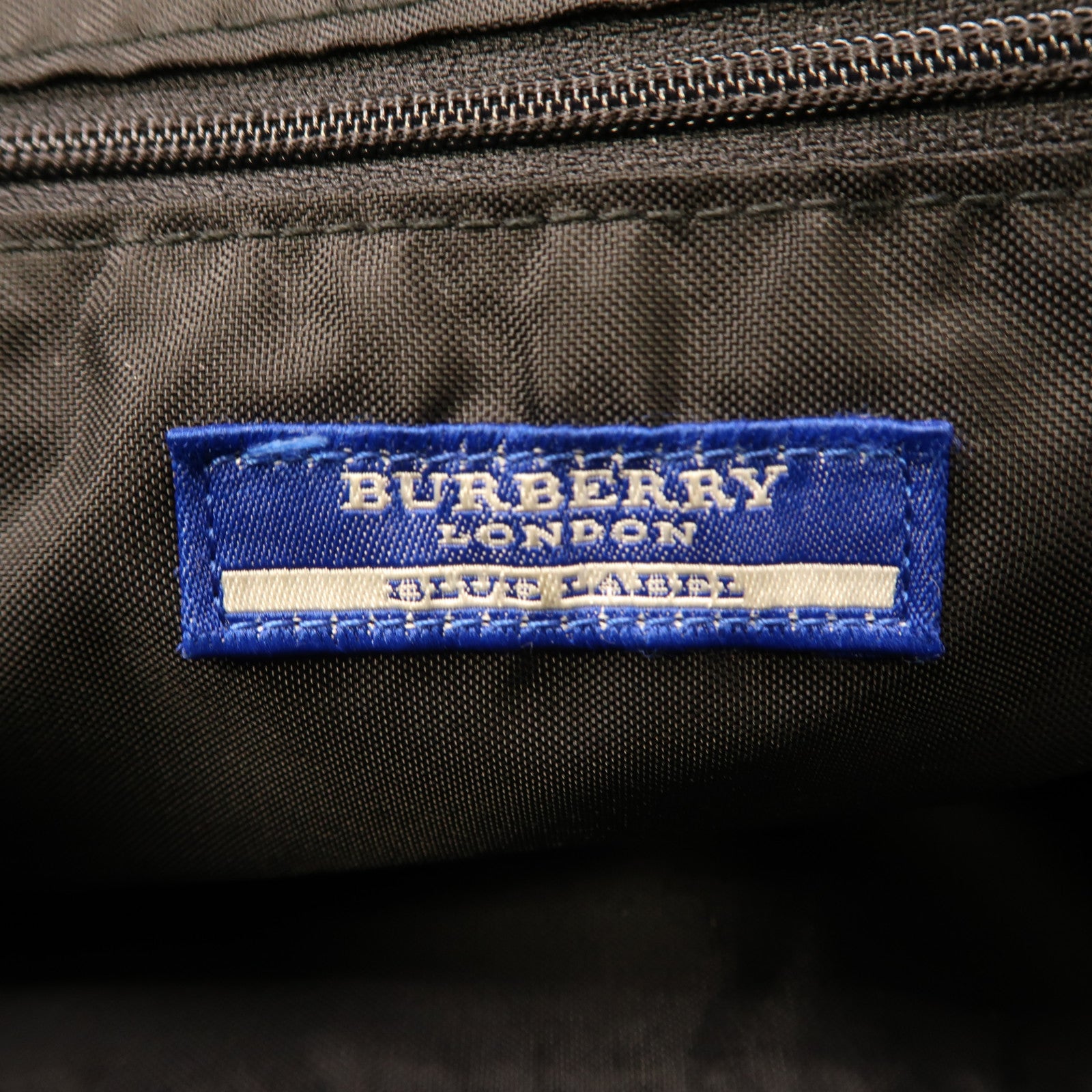 BURBERRY BLUE LABEL 尼龍/牛皮皮革Handbag銀扣手挽袋啡色