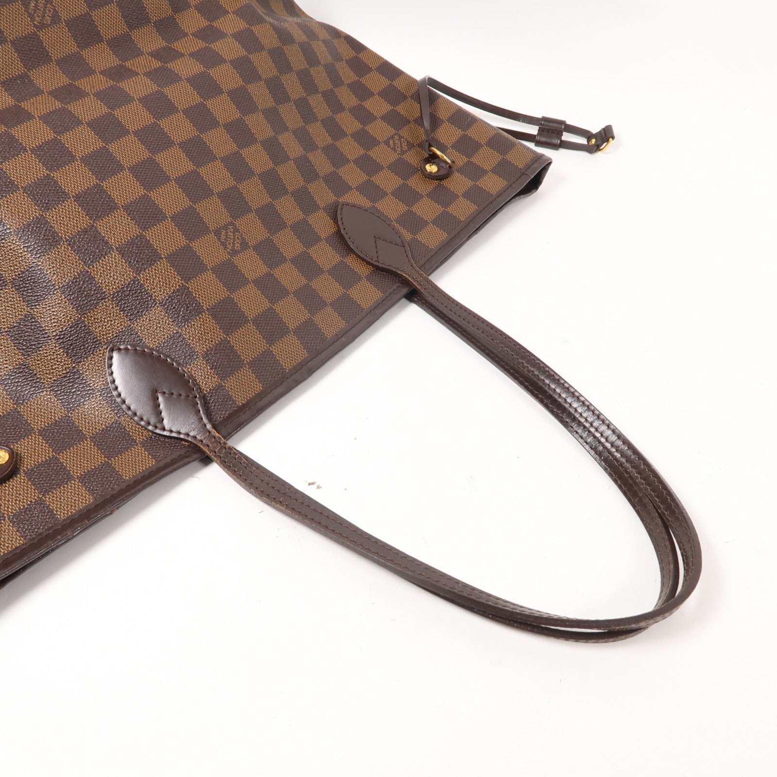 LOUIS VUITTON 【激減優惠】Damier Ebene Neverfull MM金扣手挽袋啡色