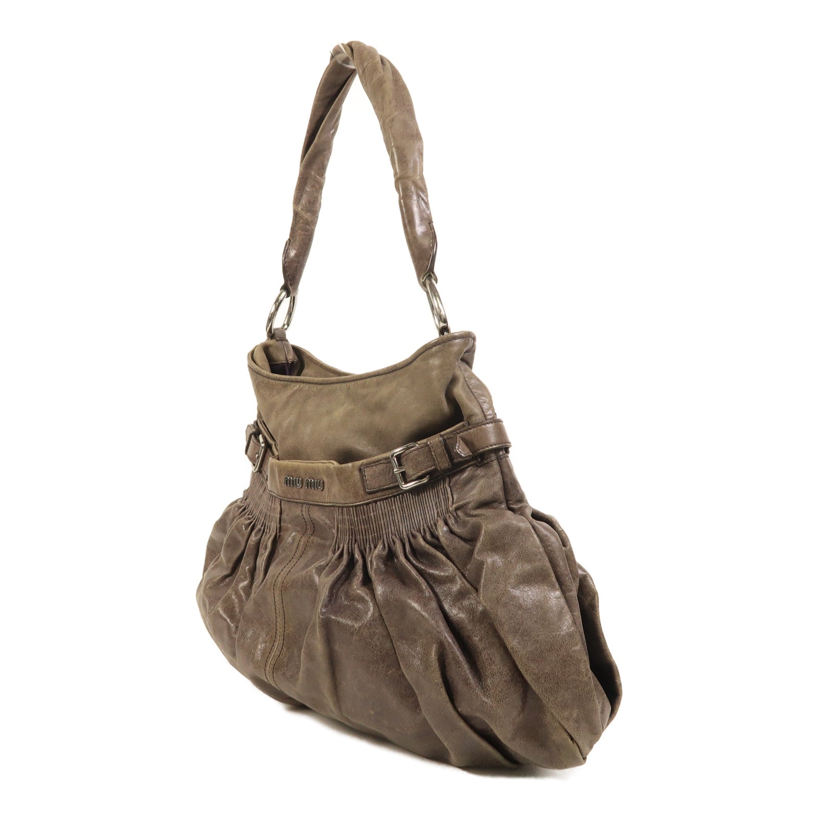 Miu Miu 牛皮皮革Shoulder Bag銀扣肩背袋