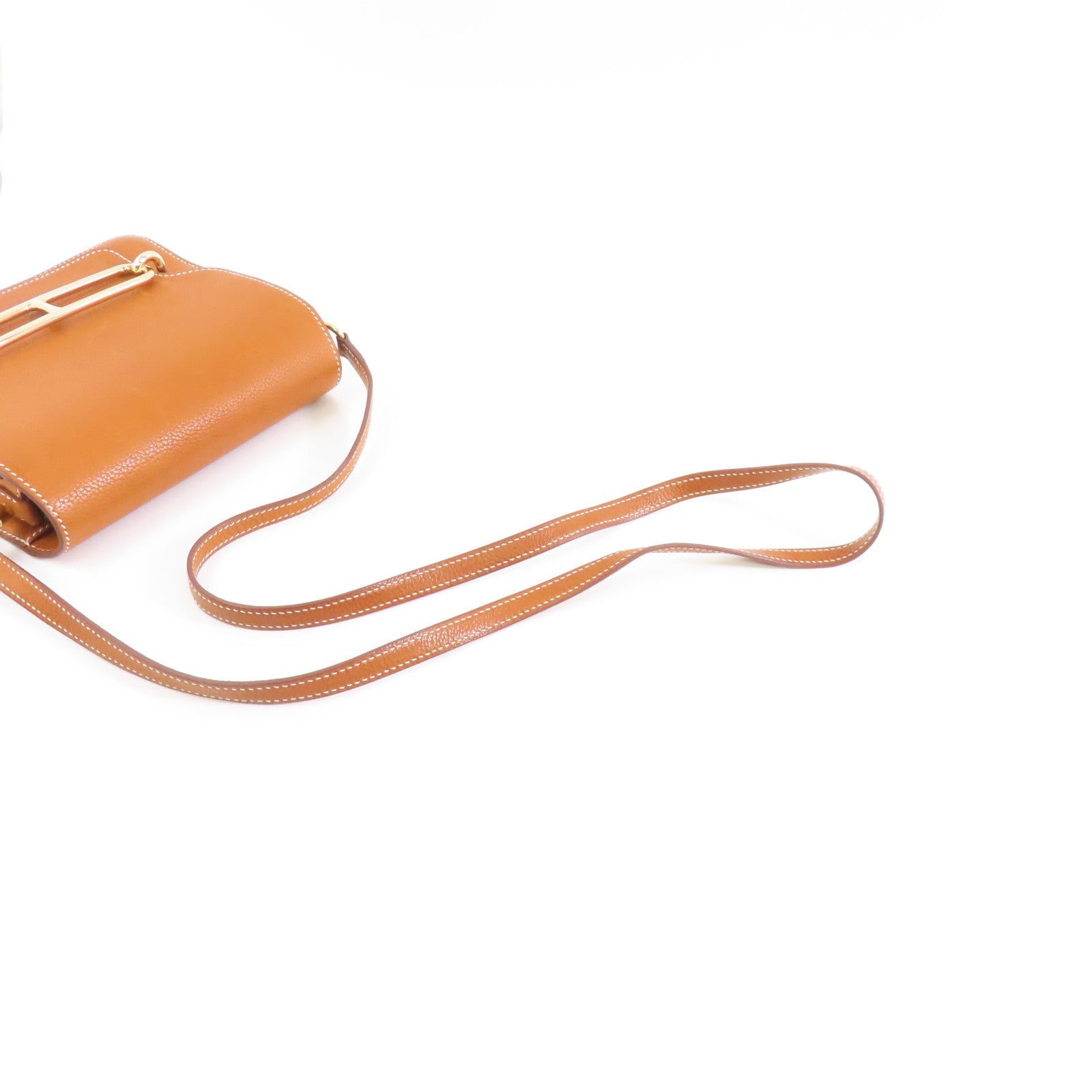 HERMES Barenia Faubourg皮革Mini Roulis金扣肩背袋啡色