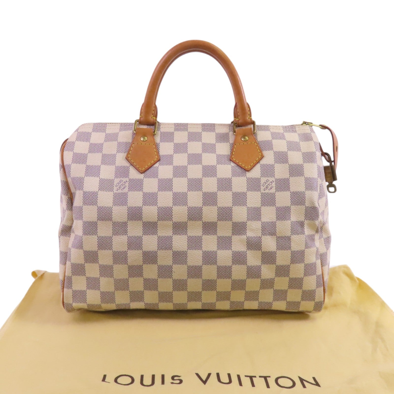 LOUIS VUITTON Damier Azur Speedy 30金扣手挽袋