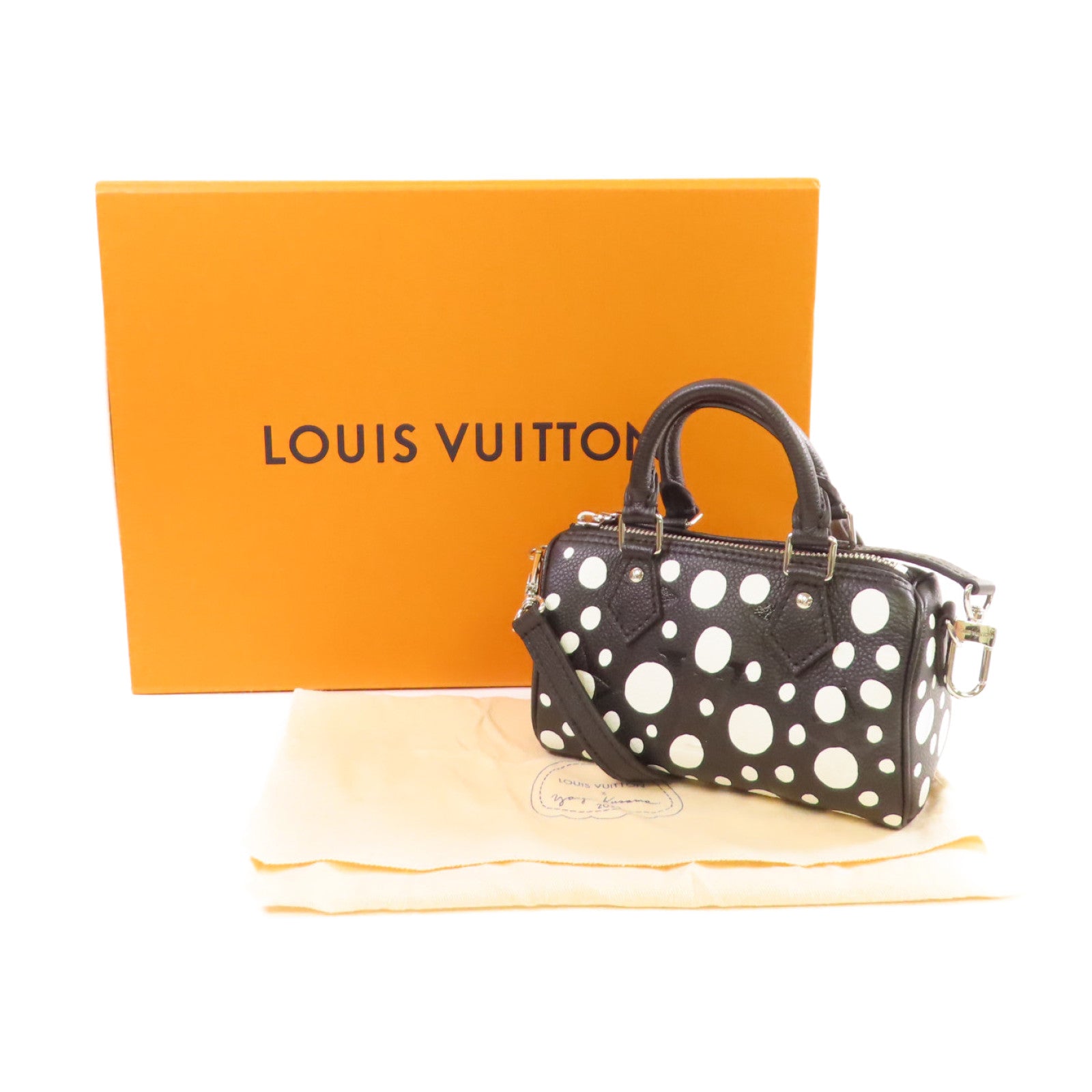 LOUIS VUITTON Monogram Empreinte LV x YK Nano Speedy 2Way Shoulder Bag銀扣手挽肩背兩用袋黑色/白色