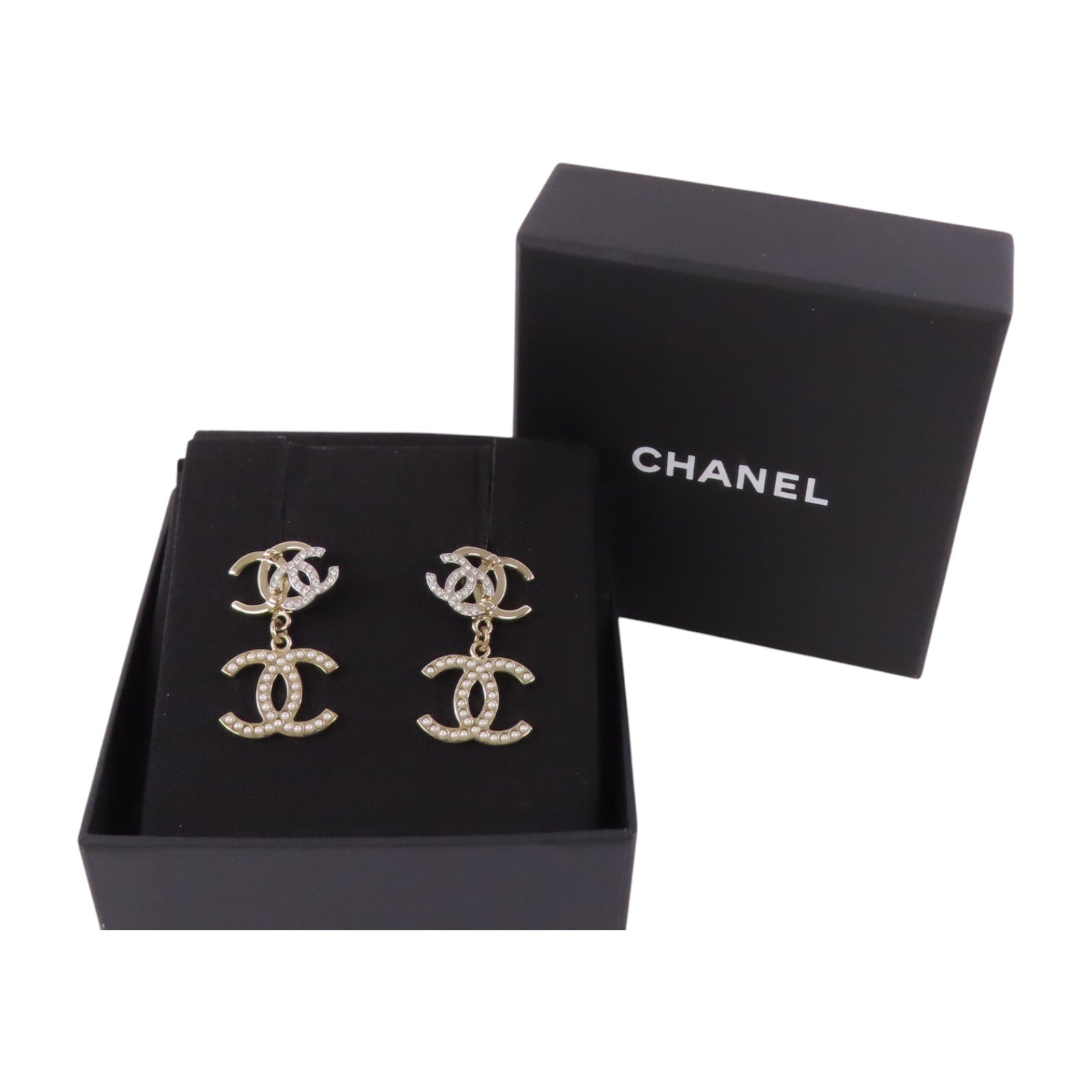 CHANEL 金屬/仿珍珠/水鑽Earrings金扣耳環