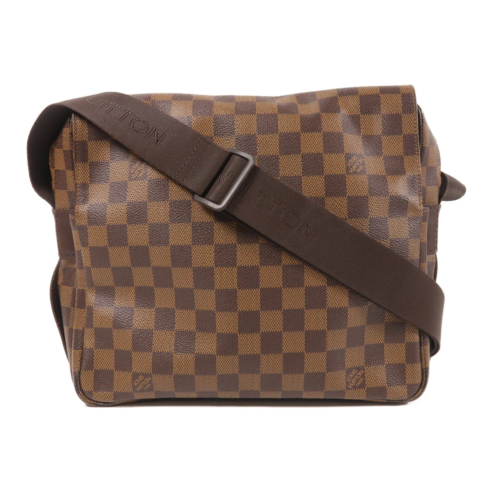 LOUIS VUITTON Damier Naviglio金扣肩背袋棕色