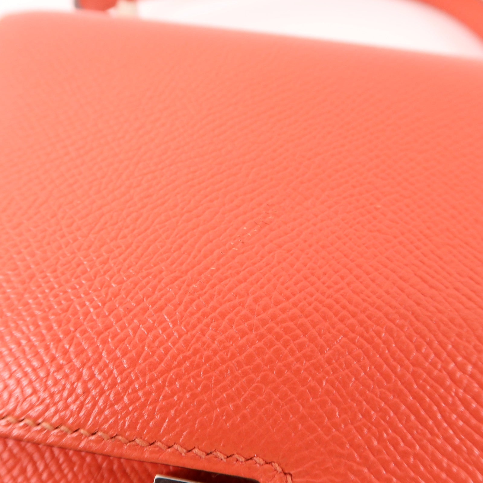 HERMES Epsom皮革Constance Mini銀扣肩背袋Rose Jaipur
