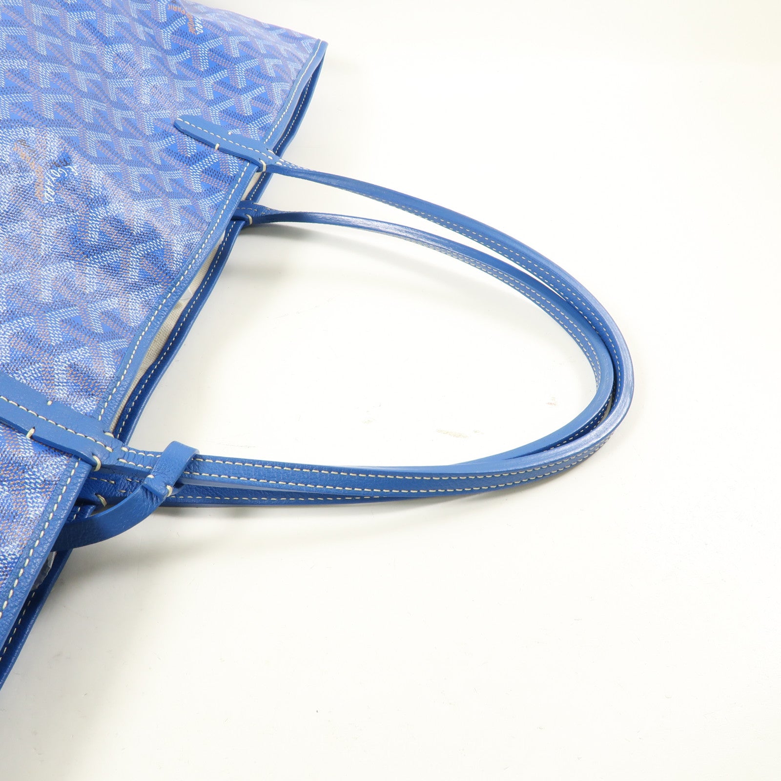 GOYARD PVC Saint Louis GM銀扣手挽袋藍色