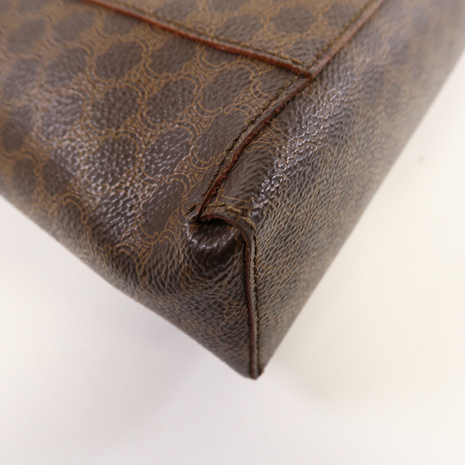 CELINE 塗層帆布Hand Bag金扣手挽袋啡色