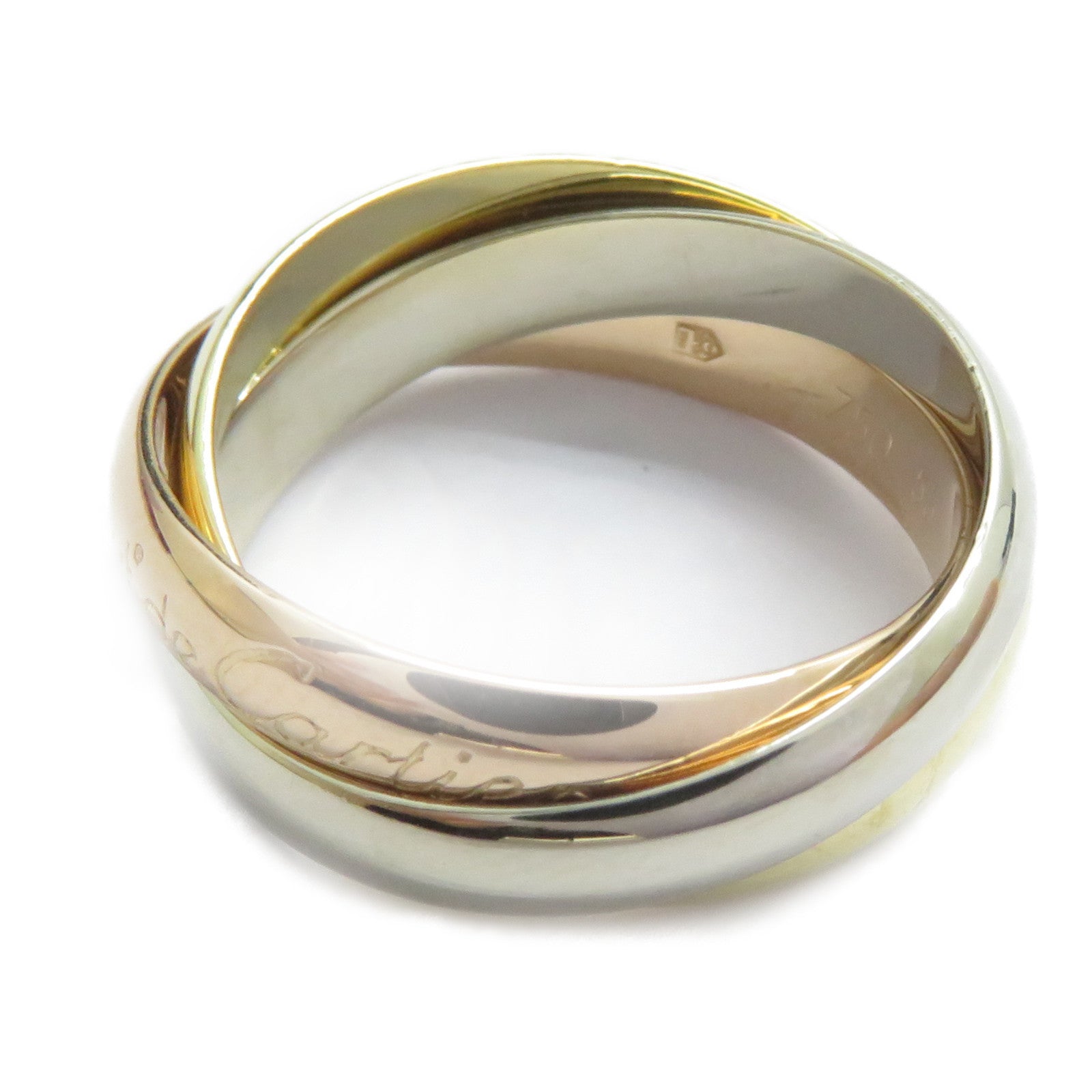 CARTIER 18K黃金/白金/玫瑰金Trinity戒指Cartier#53/US#6.25