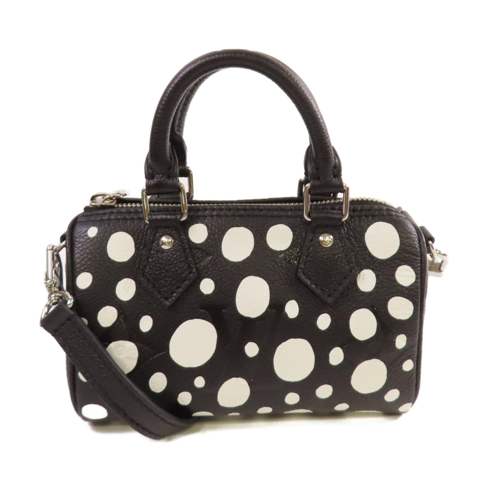 LOUIS VUITTON Monogram Empreinte LV x YK Nano Speedy 2Way Shoulder Bag銀扣手挽肩背兩用袋黑色/白色