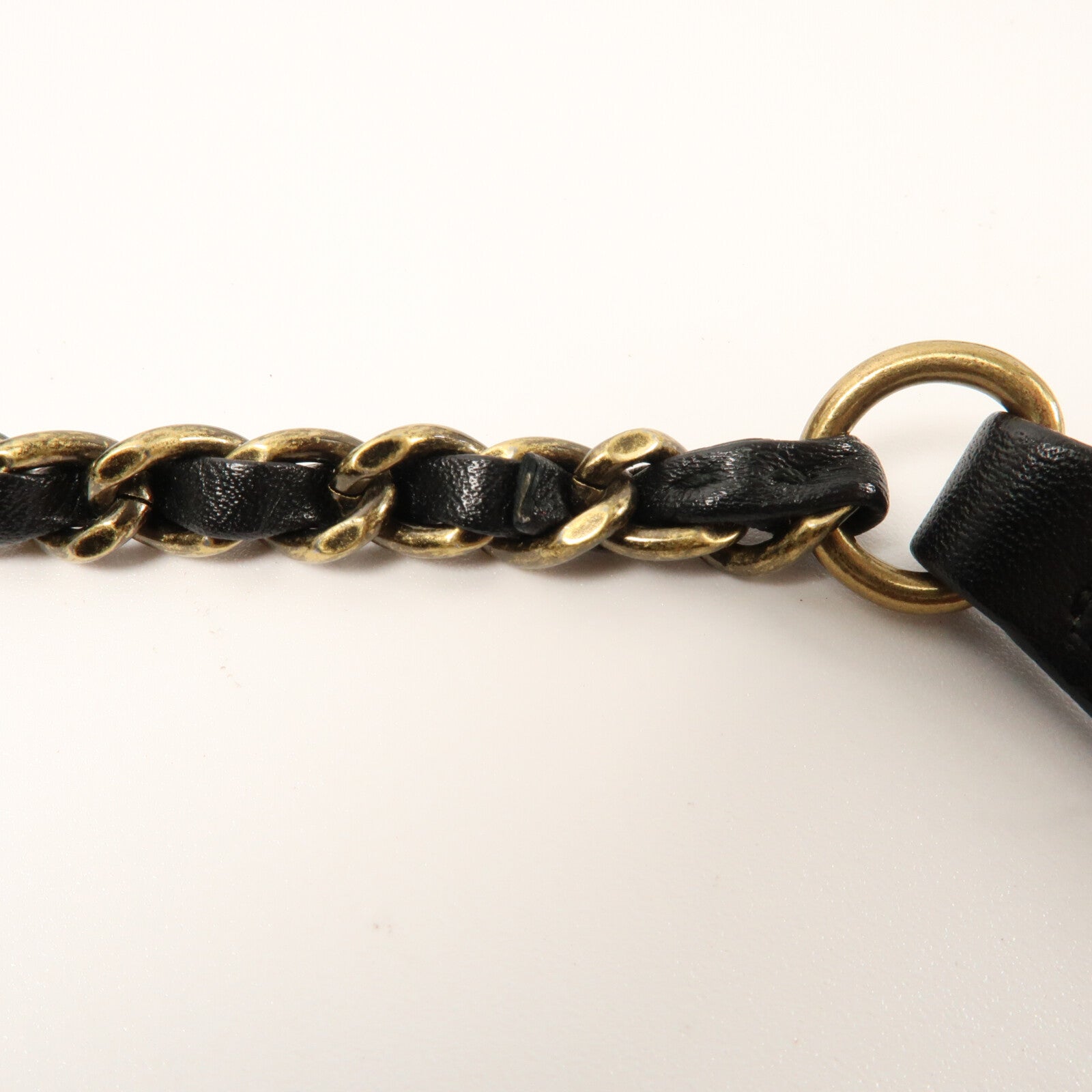 CHANEL 牛皮皮革Chain Shoulder金扣鏈帶手挽肩背兩用袋