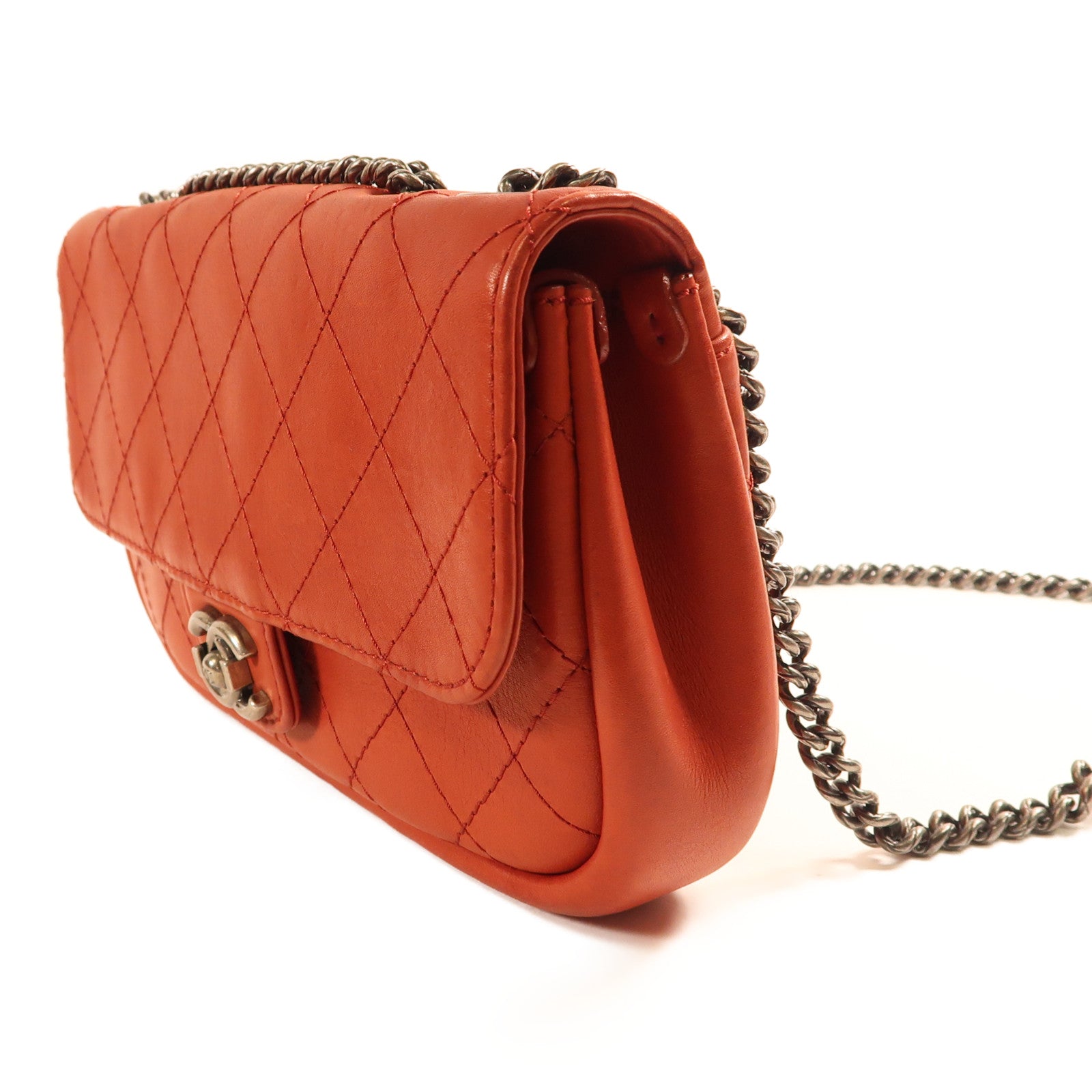 CHANEL 【激減優惠】牛皮皮革Chain Shoulder銀扣鏈帶肩背袋