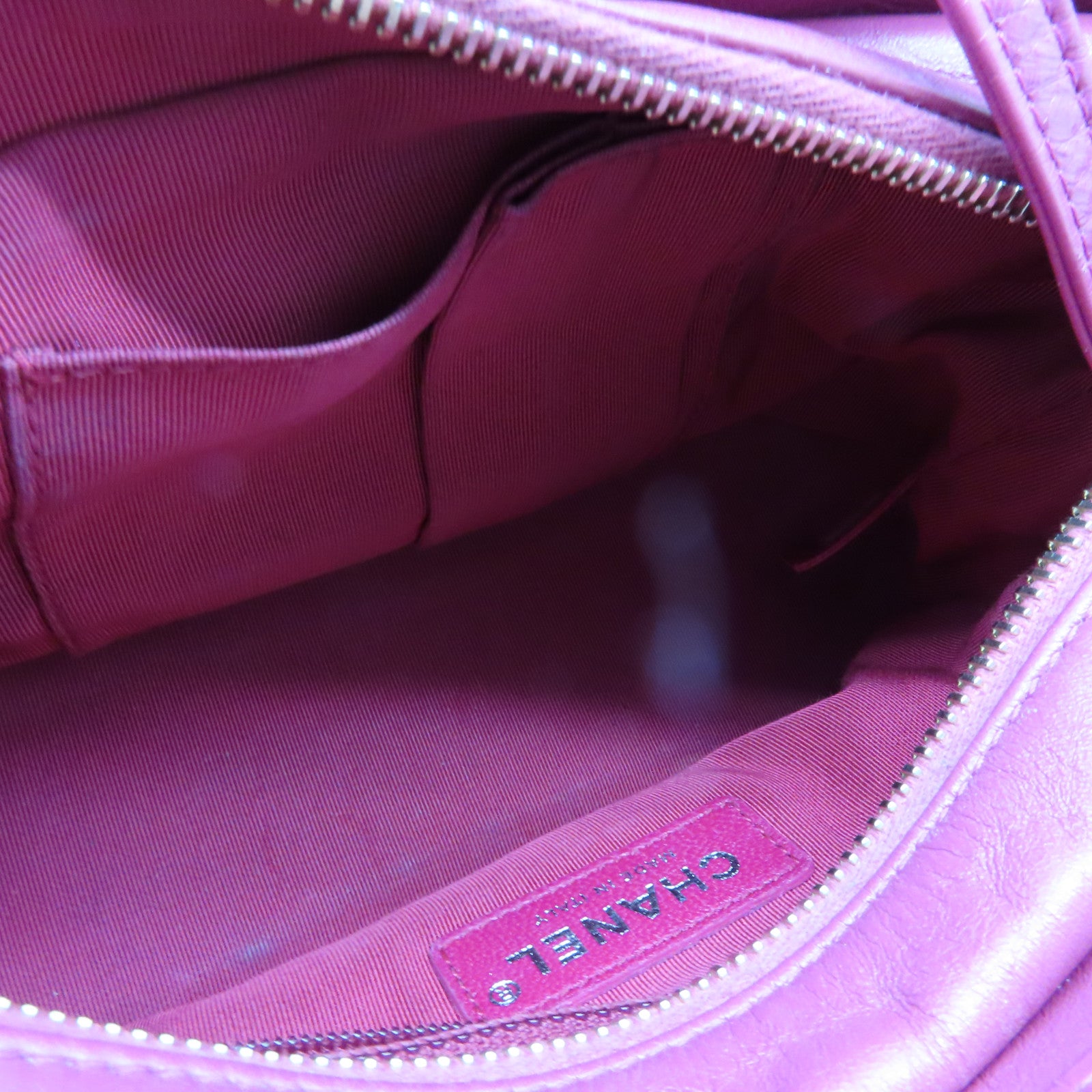 CHANEL 【激減優惠】菱格牛皮皮革Gabrielle Hobo Mini Shoulder Bag銀扣鏈帶肩背袋粉紅色