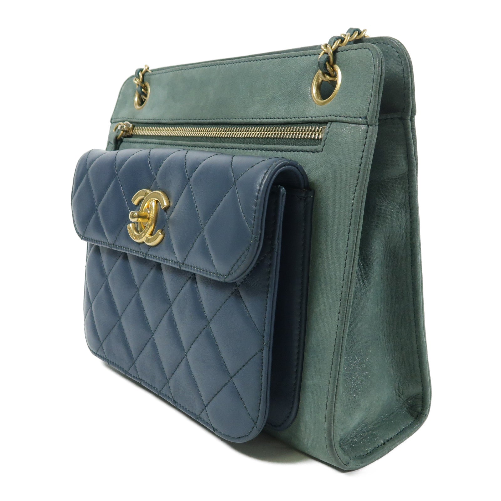 CHANEL 牛皮皮革Chain Shoulder金扣鏈帶肩背袋