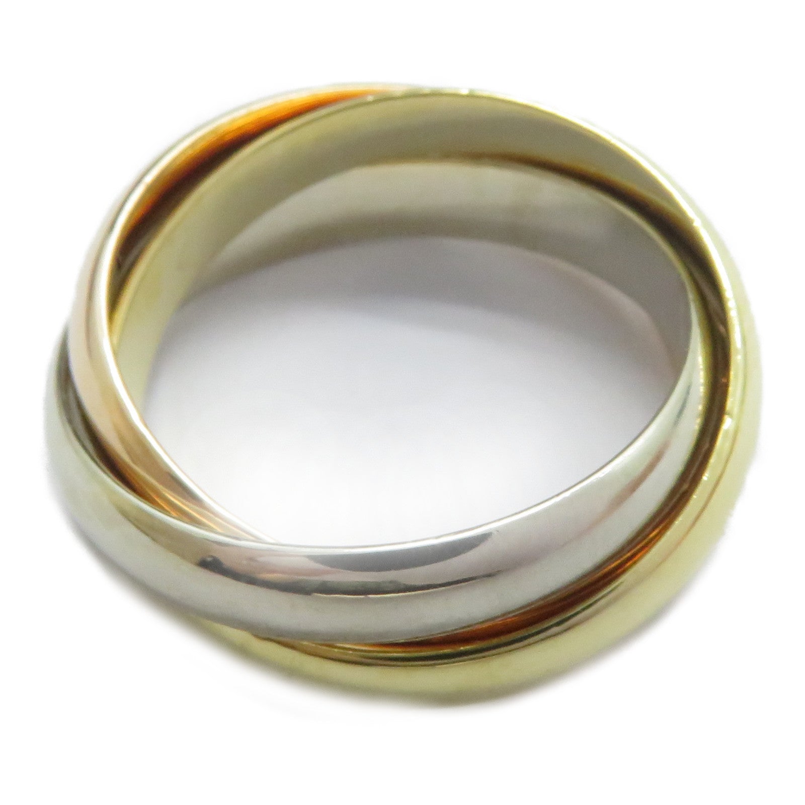 CARTIER 18K黃金/白金/玫瑰金Trinity戒指Cartier#53/US#6.25