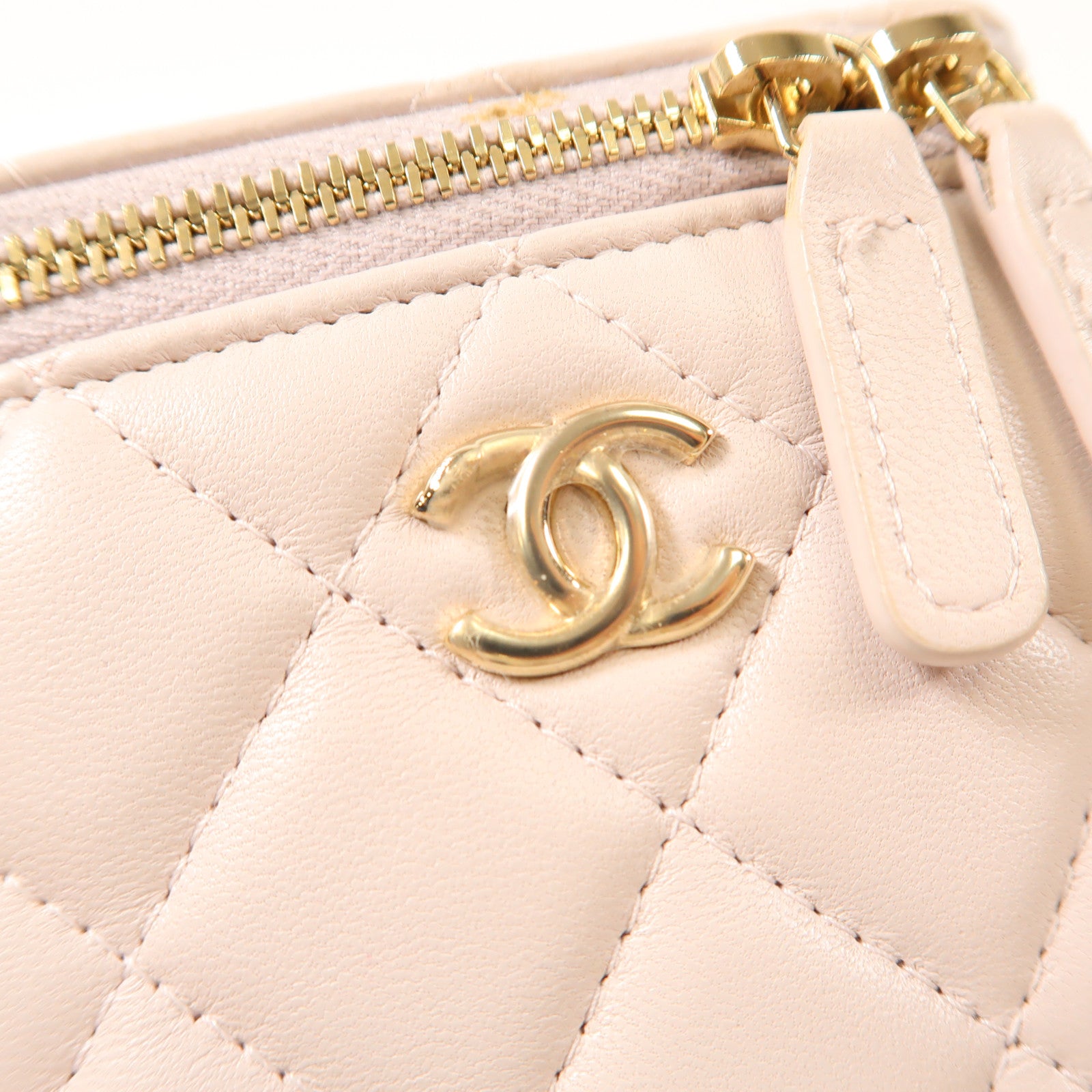 CHANEL CC GHW Mini Vanity Chain Shoulder Bag Calfskin Leather Pink