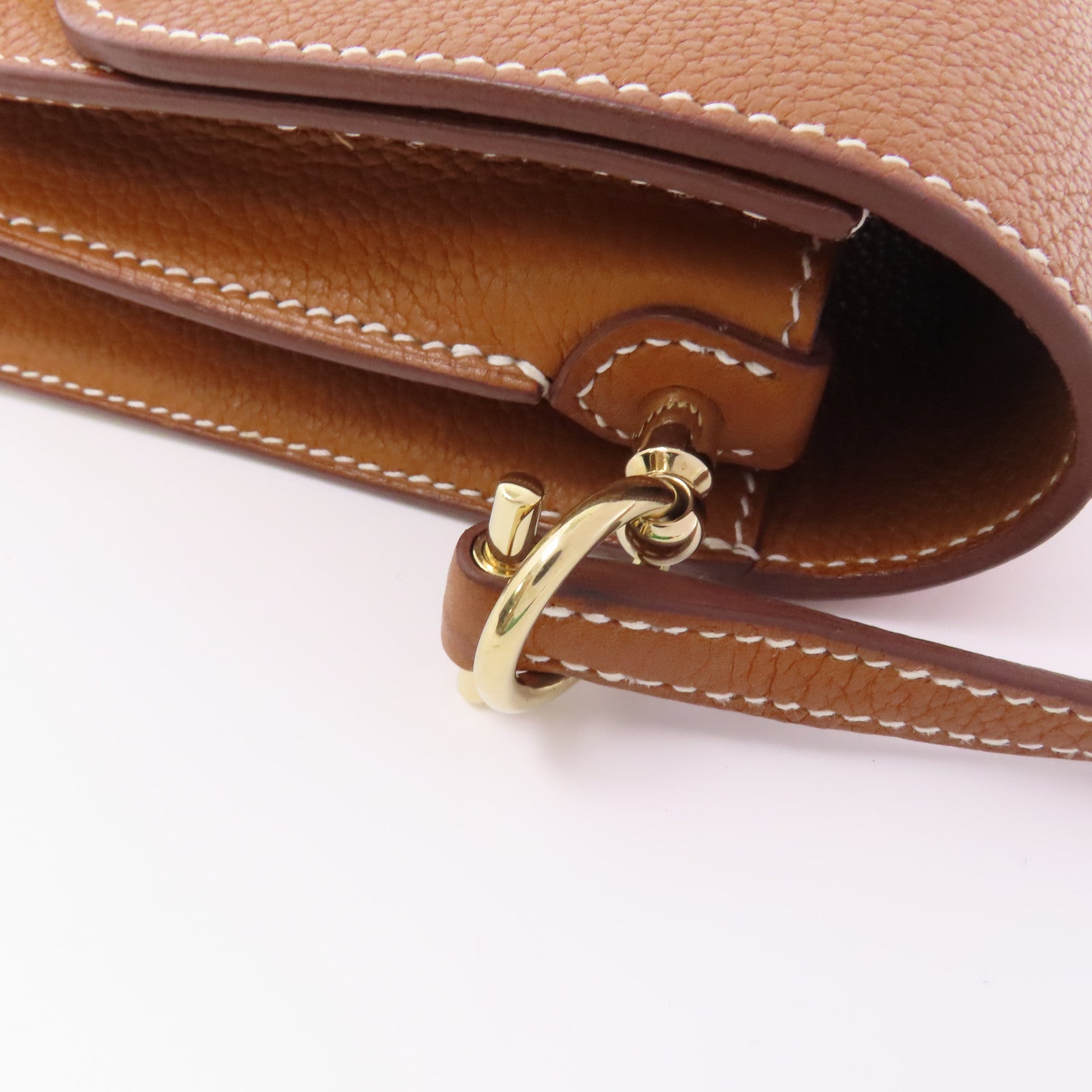 HERMES Barenia Faubourg皮革Mini Roulis金扣肩背袋啡色