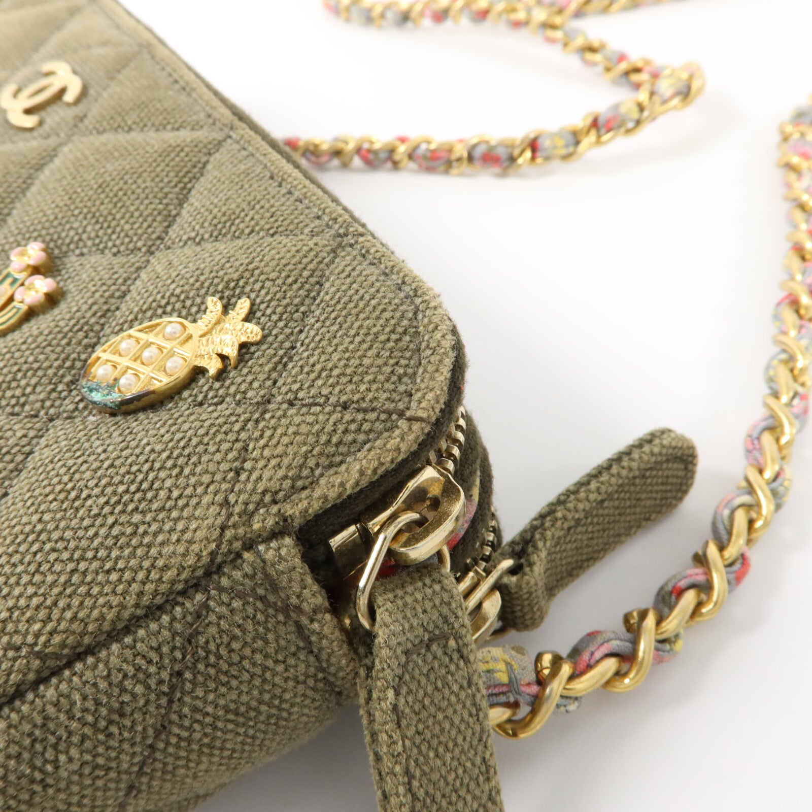 CHANEL 帆布Chain Shoulder鏈帶肩背袋