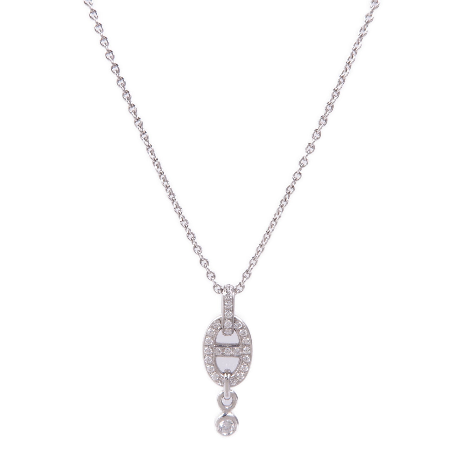 HERMES 18K白金Chaine d'ancre Enchainee鑽石項鍊
