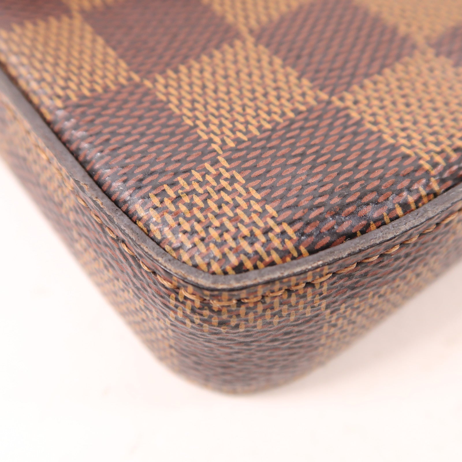 LOUIS VUITTON Damier Felice Pochette金扣鏈帶肩背袋棕色