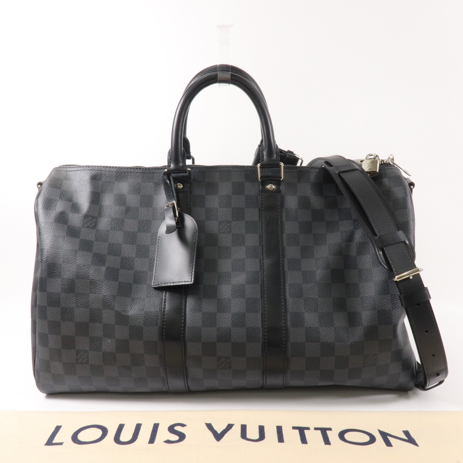 LOUIS VUITTON Damier Graphite Keepall 45 Bandouliere手挽肩背兩用袋