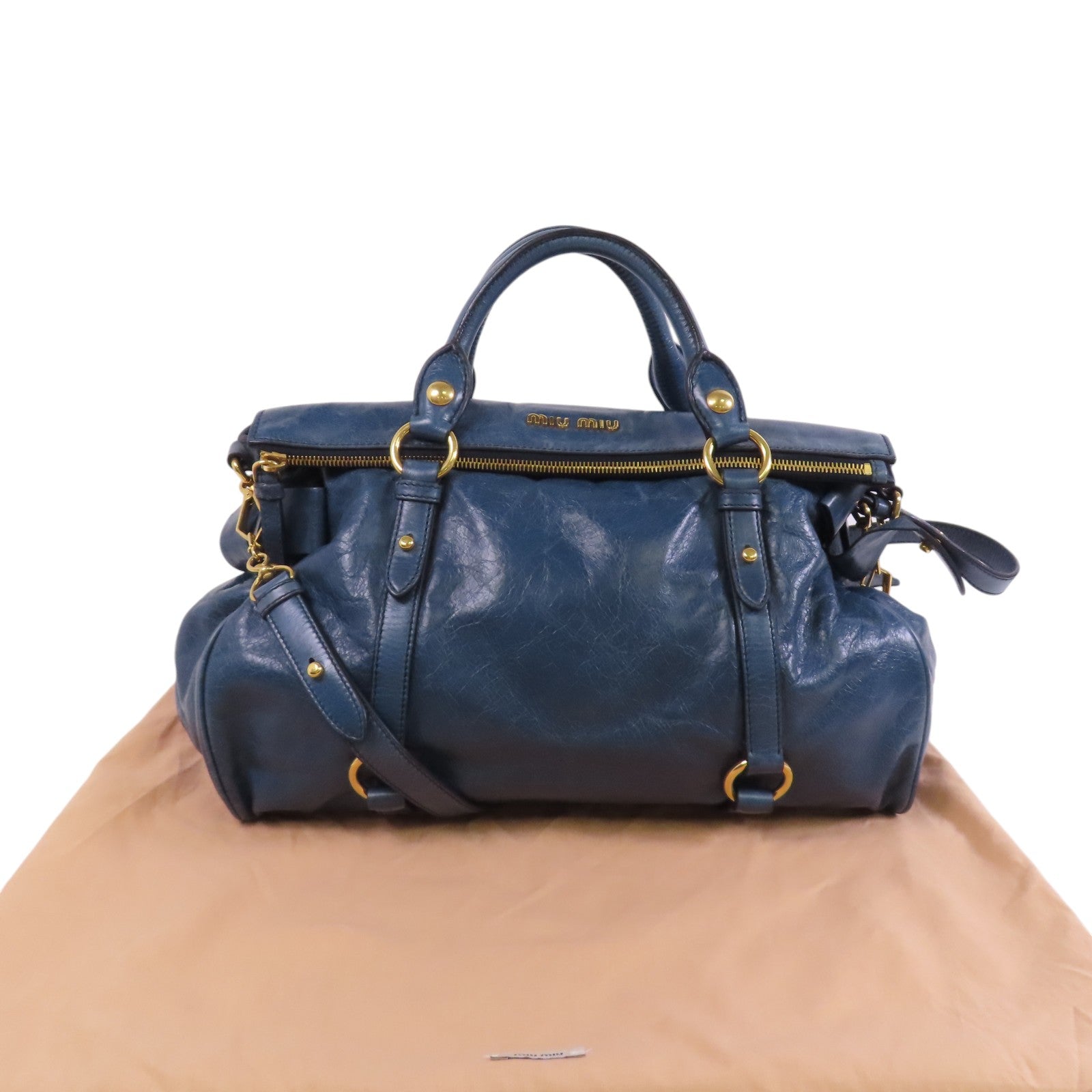 Miu Miu 牛皮皮革2Way Shoulder Bag金扣手挽肩背兩用袋