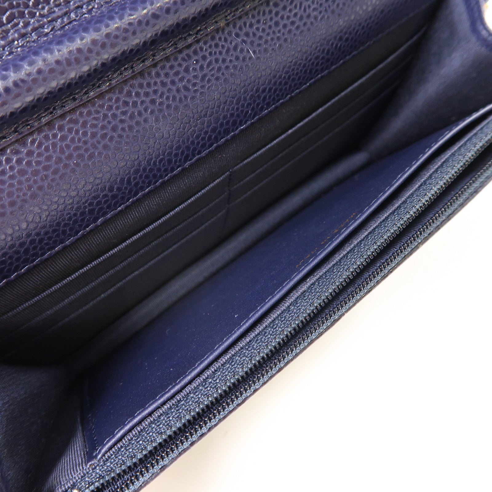 CHANEL 菱格牛皮皮革WOC Wallet On Chain金扣鏈帶肩背袋深藍色