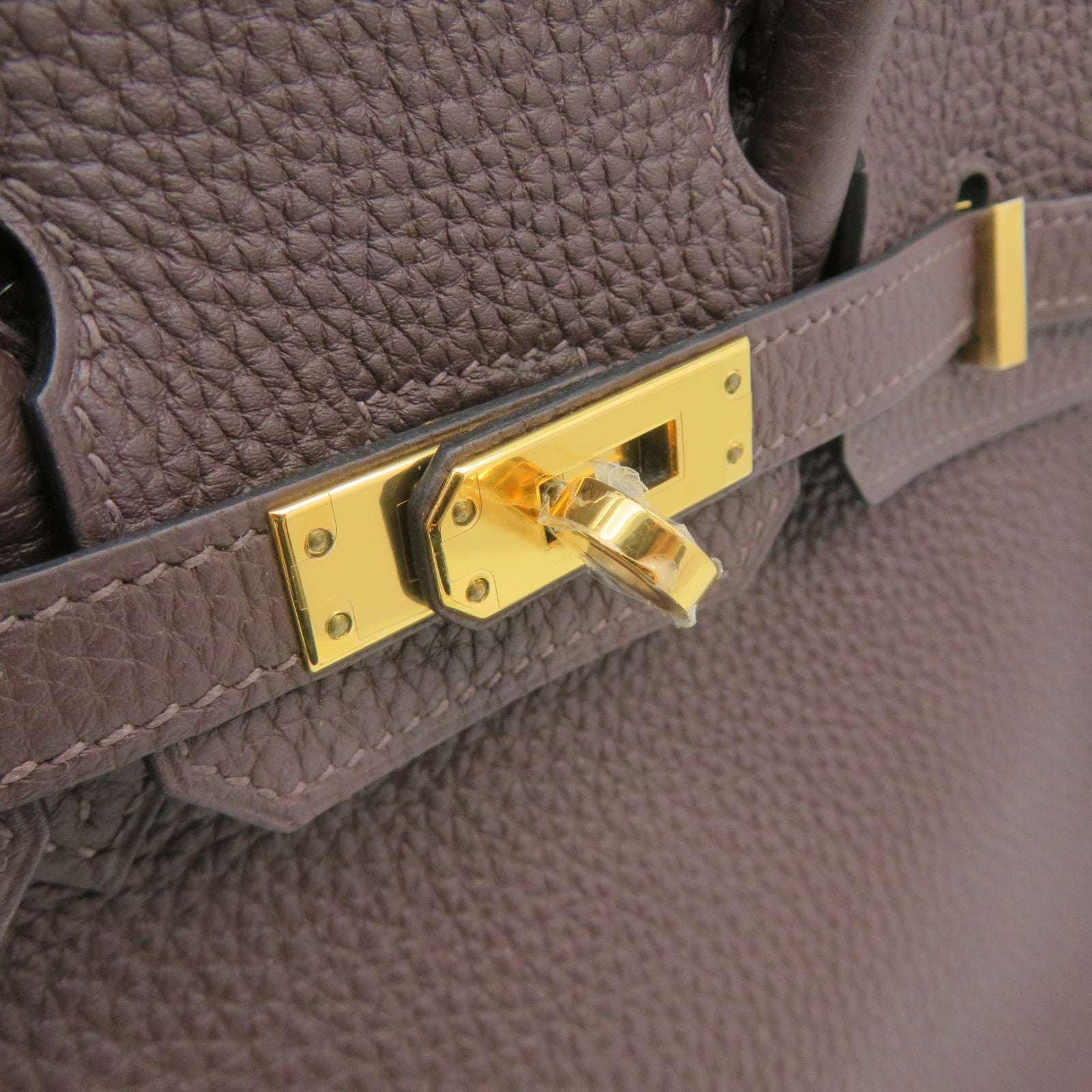 HERMES Togo Leather Birkin 25 Hand Bag Gold Buckle Hand Bag Chocolate Brown