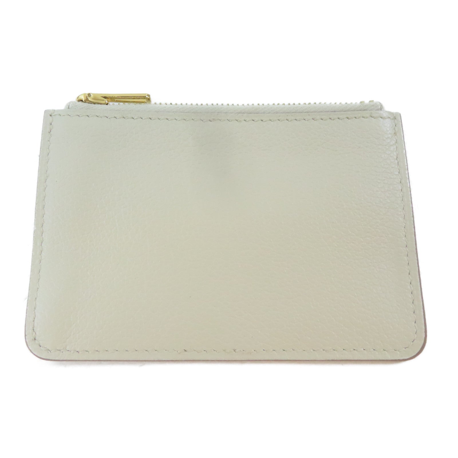 HERMES Chevre皮革Roulis Slim金扣錢包Nata白色