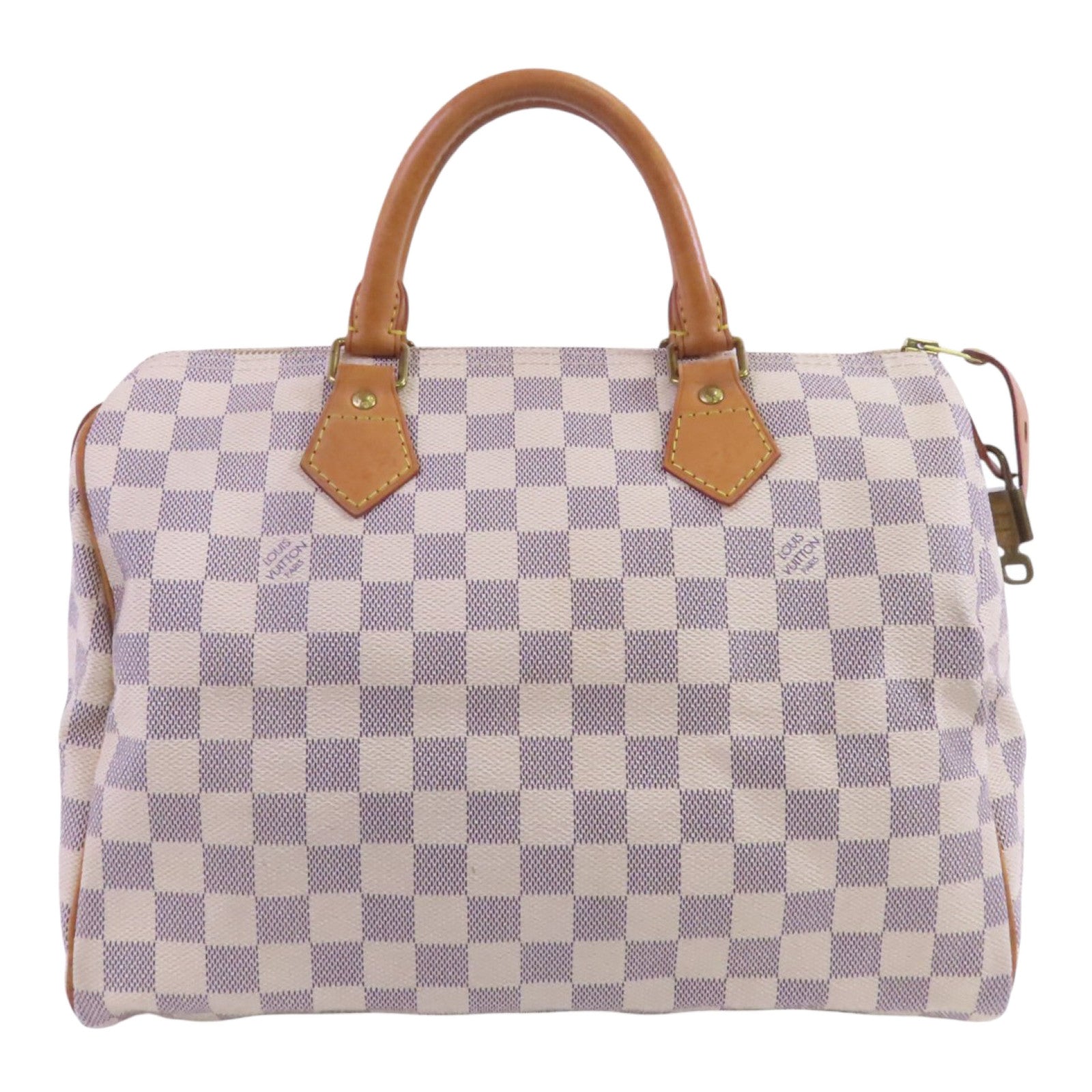 LOUIS VUITTON Damier Azur Speedy 30金扣手挽袋