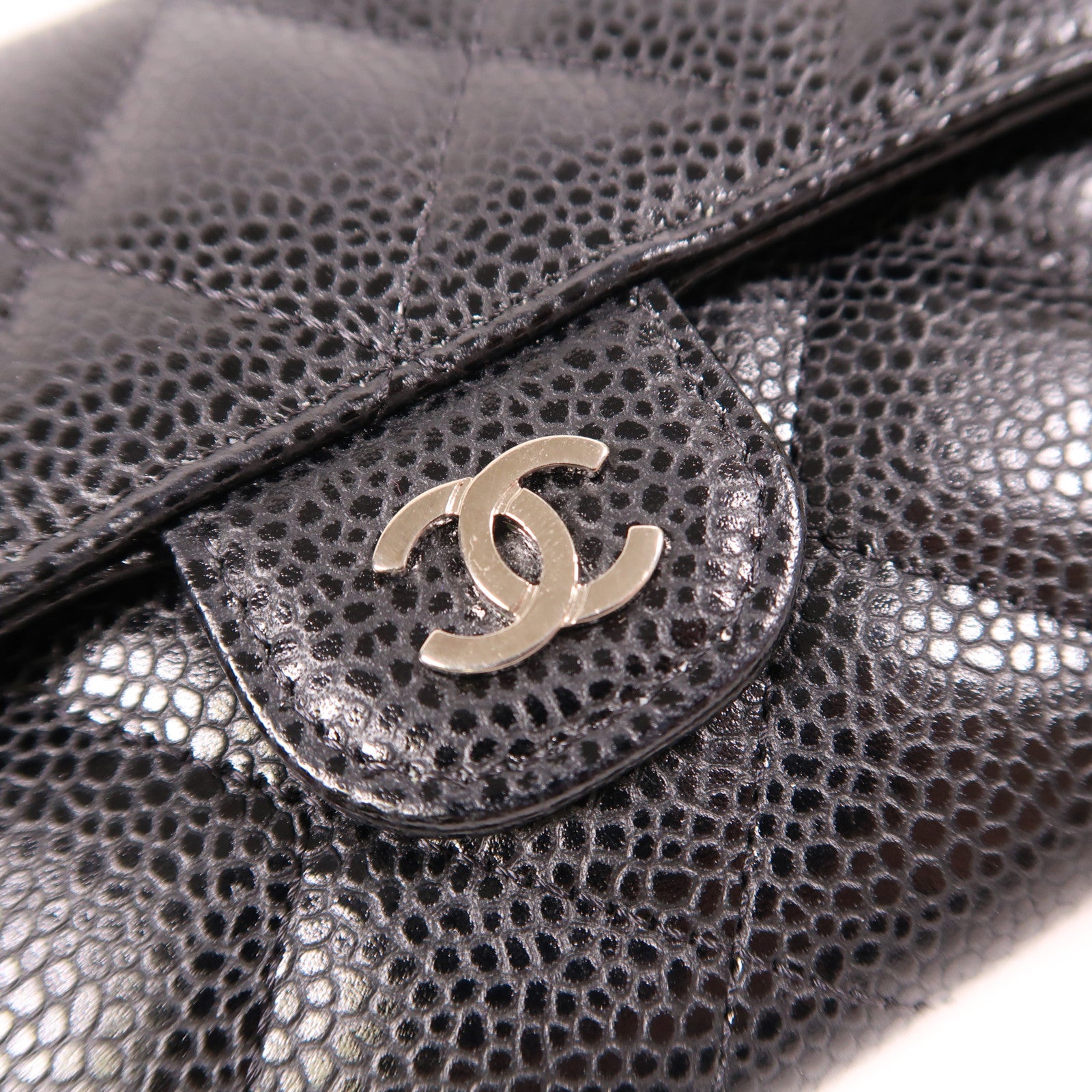 CHANEL 牛皮皮革Long Wallet銀扣長錢包