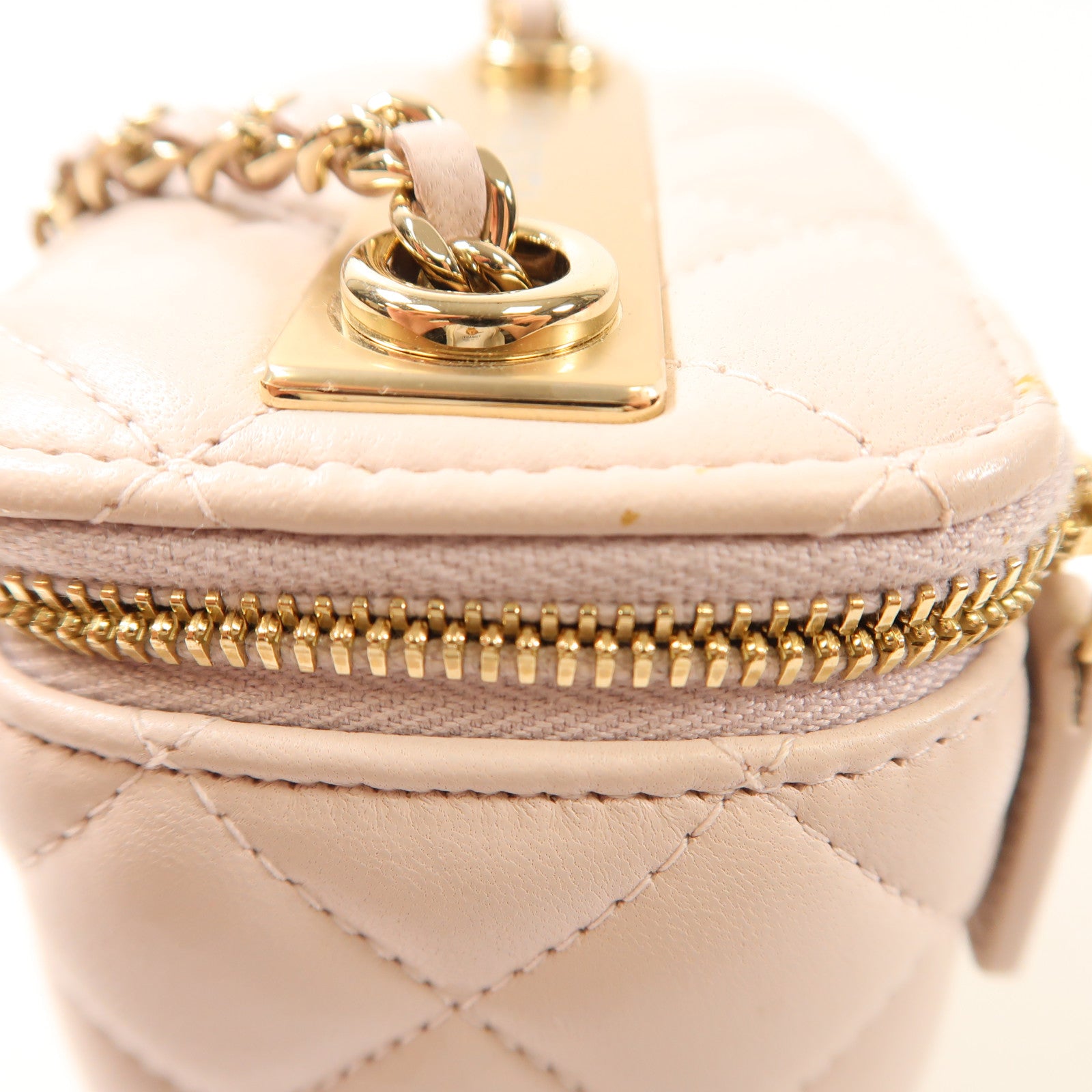 CHANEL CC GHW Mini Vanity Chain Shoulder Bag Calfskin Leather Pink