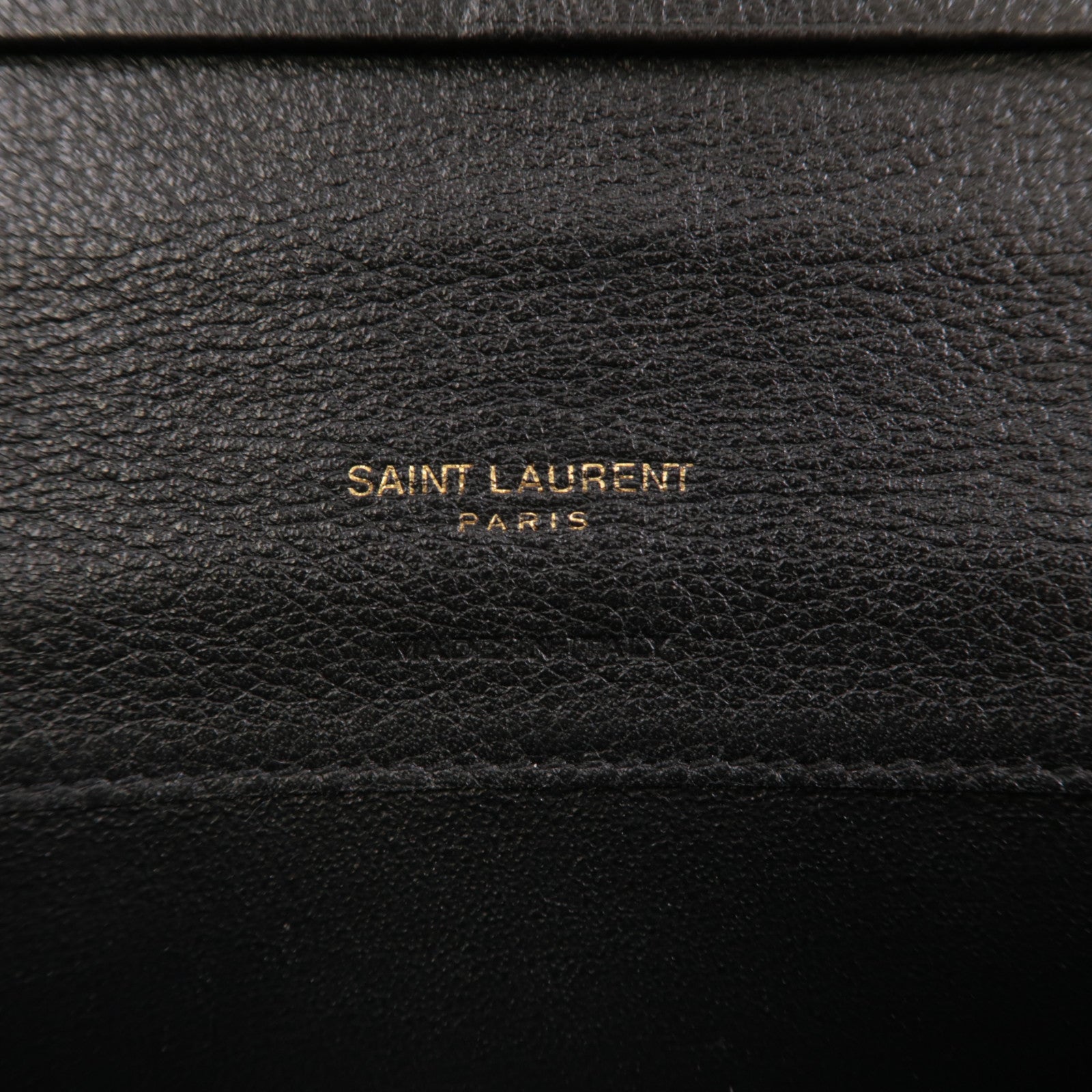 YVES SAINT LAURENT 牛皮皮革Tiny Long Wallet金扣長錢包黑色